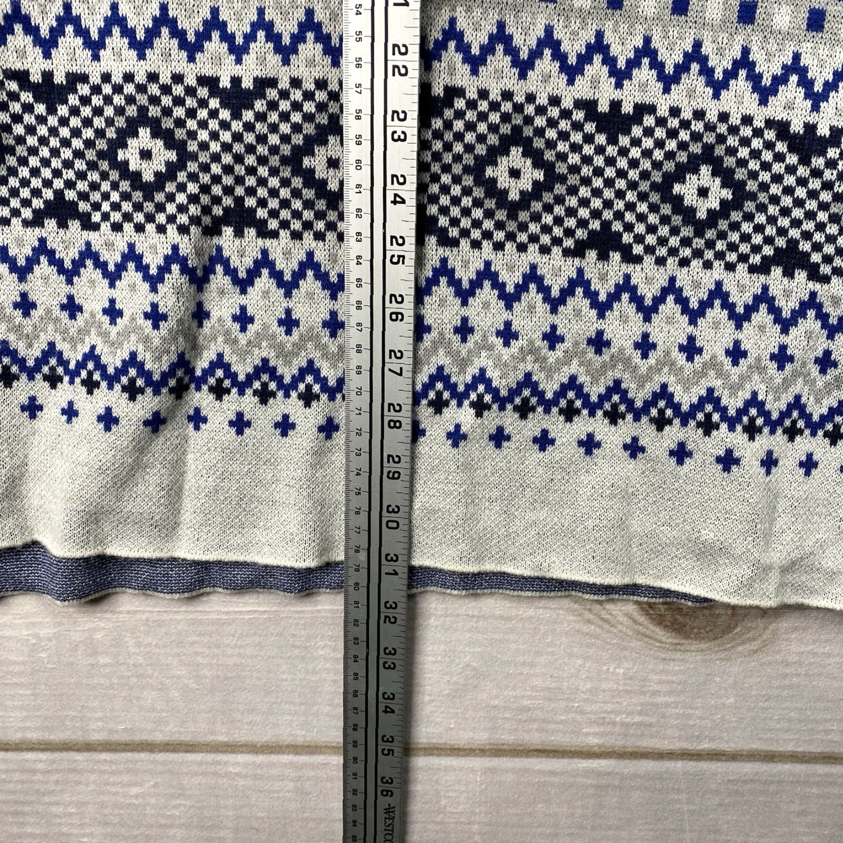 Vintage Lane Bryant Poncho Sweater 18/20 Relaxed Geometric Blue Knit Pullover Women Fall Winter Polo? Size XXL / US 16-18 / IT 52-54 - 6 Thumbnail