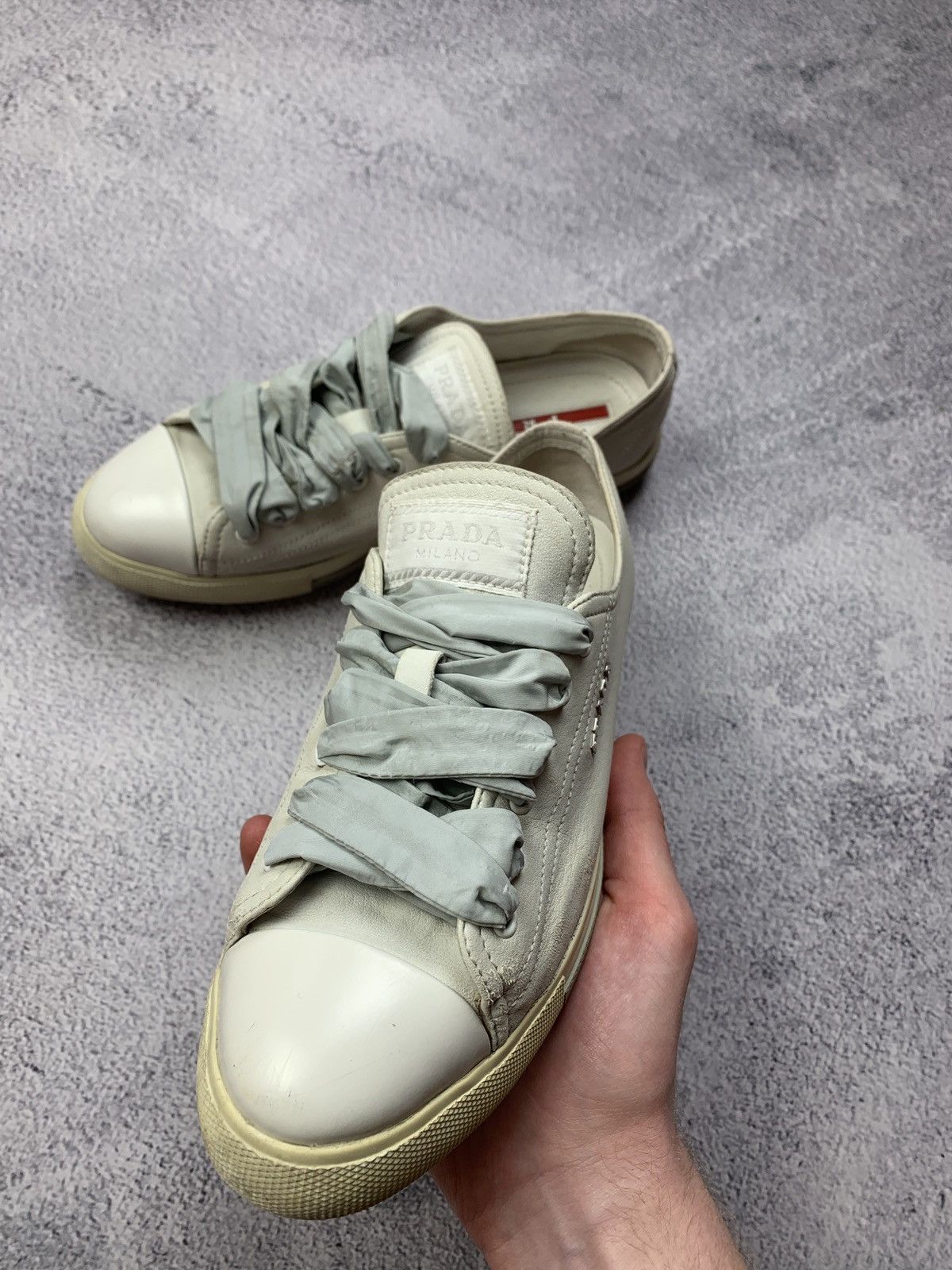 Prada Prada White Leather Sneakers Women Size 37 Size US 6.5 / IT 36.5 - 6 Thumbnail