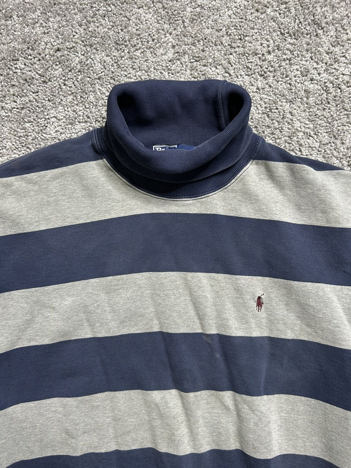 Polo Ralph Lauren Vintage 80s Polo Ralph Lauren Striped Turtle Neck Sweatshirt Size US XL / EU 56 / 4 - 2 Thumbnail