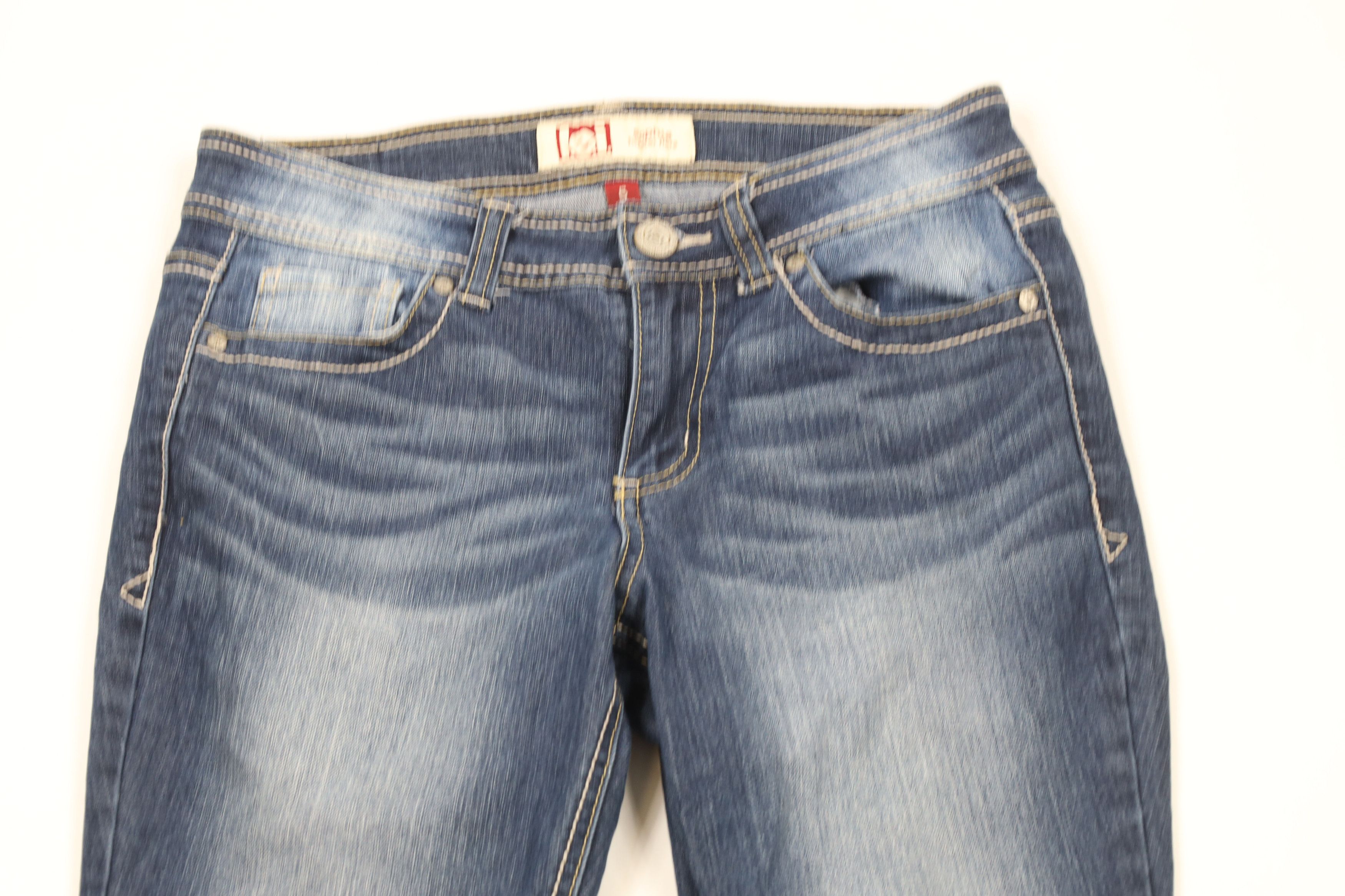 Vintage Vintage 90s Y2K LEI Hipster Flared Wide Leg Denim Jeans Size 27" / US 4 / IT 40 - 2 Thumbnail