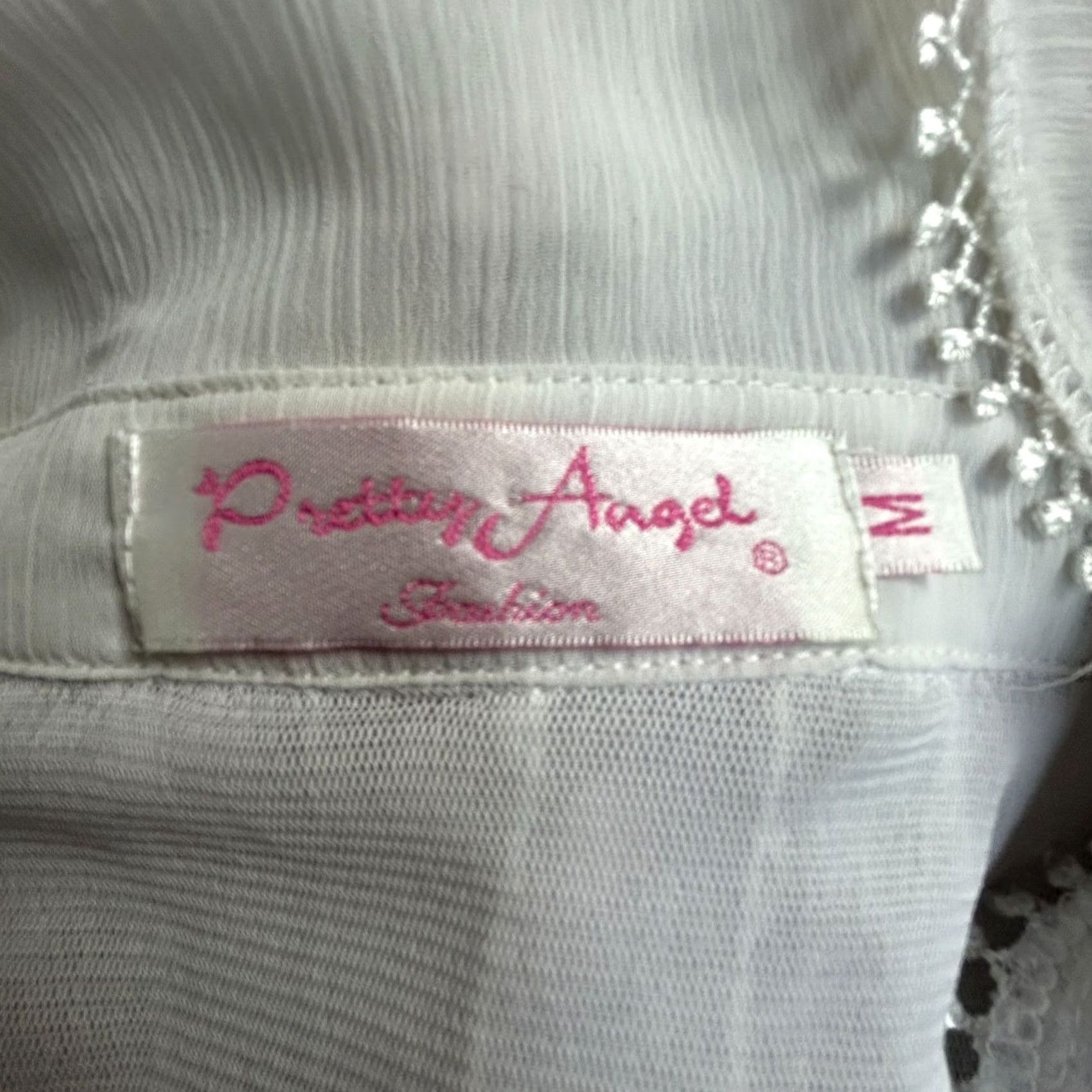 Vintage Pretty Angel Womens White Lace Boho Button Down Blouse Top Size Medium Collared Size M / US 6-8 / IT 42-44 - 5 Thumbnail
