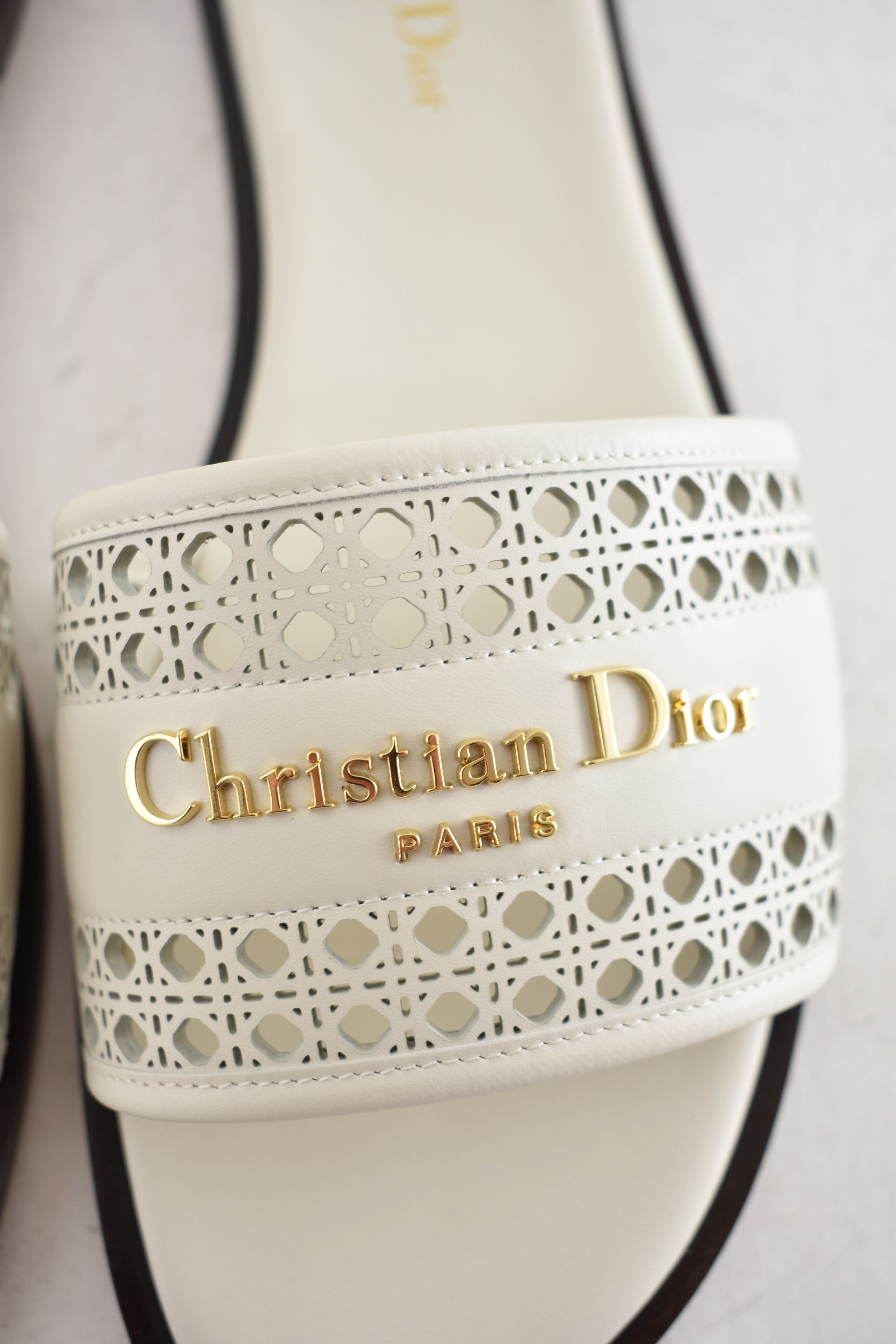 Dior D-Lane Dway Micro Cannage Leather Logo Slide Flat Sandal 39 Size US 9 / IT 39 - 14 Thumbnail
