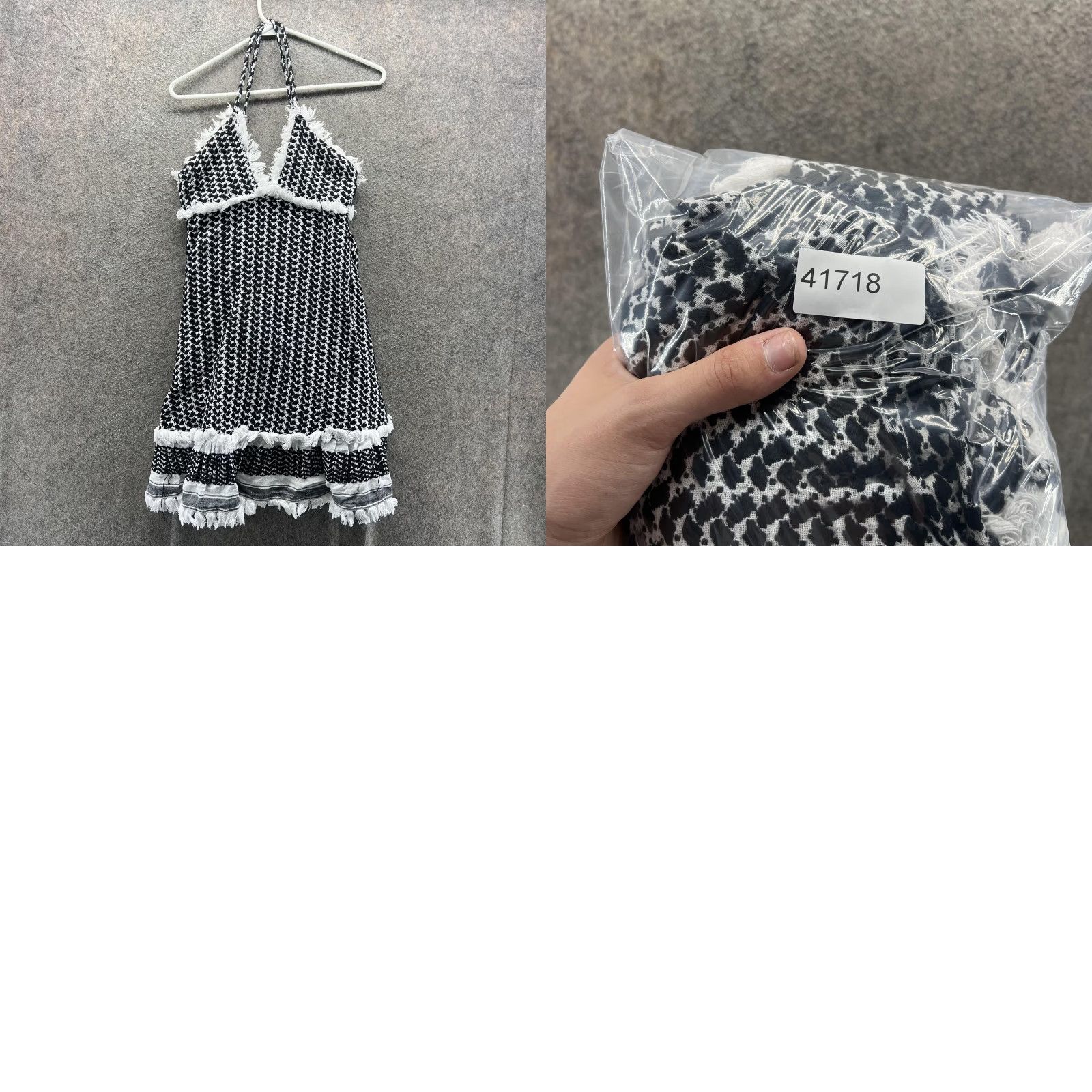 Dodo Bar Or Dodo Bar Or Dress Womens Small Black Houndstooth Halter Fringe Swing Sundress Size S / US 4 / IT 40 - 8 Thumbnail