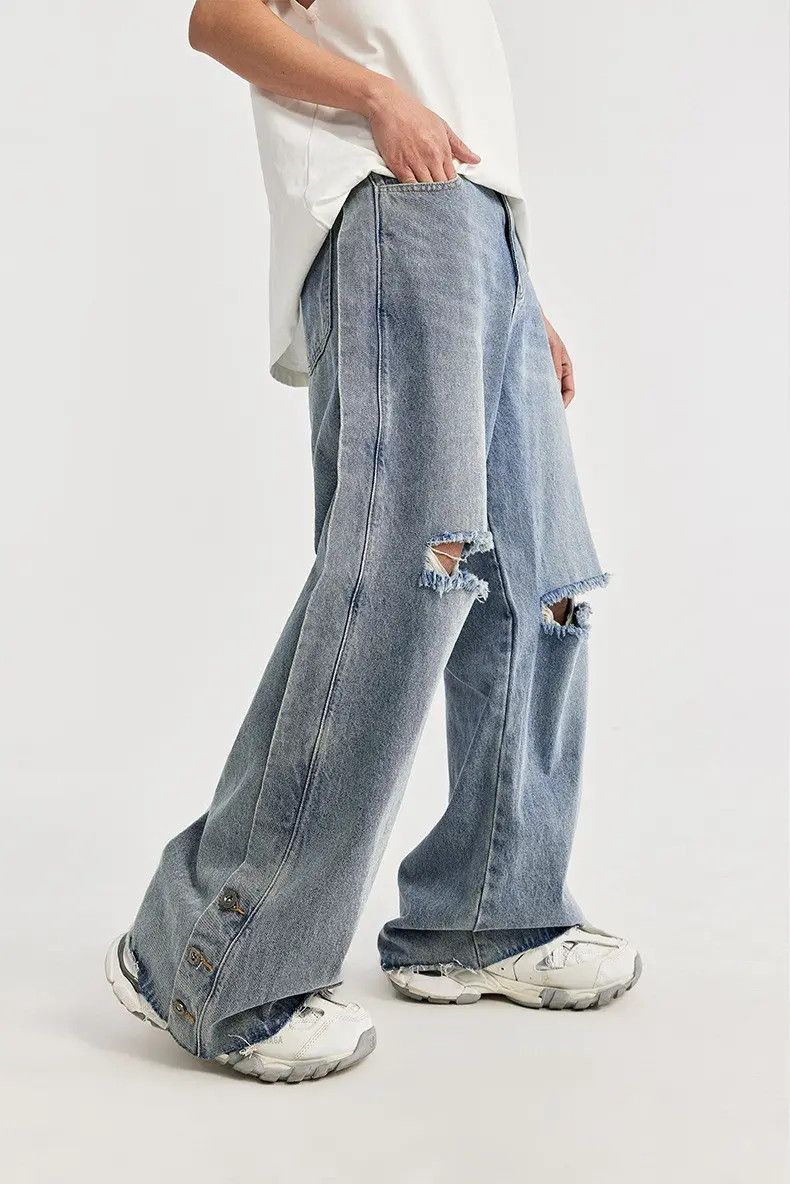 Japanese Brand × Jean Distressed Baggy Wide Leg Denim Jeans Size US 30 / EU 46 - 5 Thumbnail