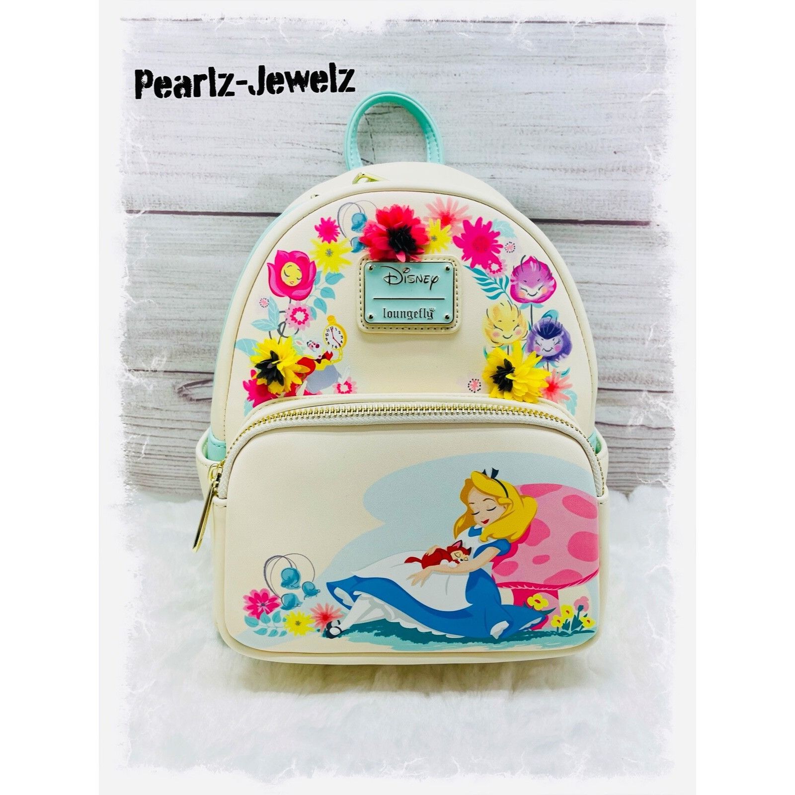 Disney Loungefly Disney Alice in Wonderland Garden Flowers White Mi Size ONE SIZE - 1 Thumbnail
