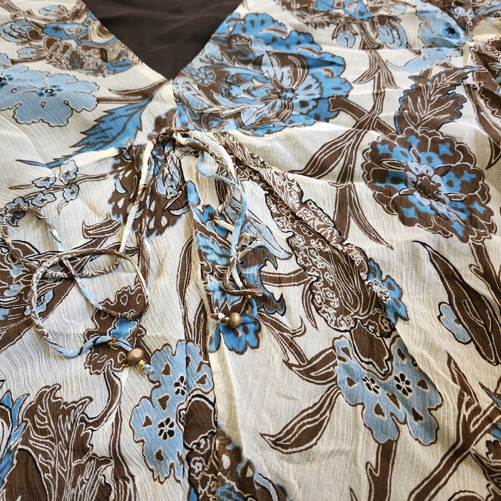 Nine West Nine West Women's Floral V-Neck Blouse - Silk - Size 8 - Multicolor - 3/4 Sleeve - Regular - Pullover - Blouse - Women - Floral - 90s Theme Size M / US 6-8 / IT 42-44 - 5 Thumbnail
