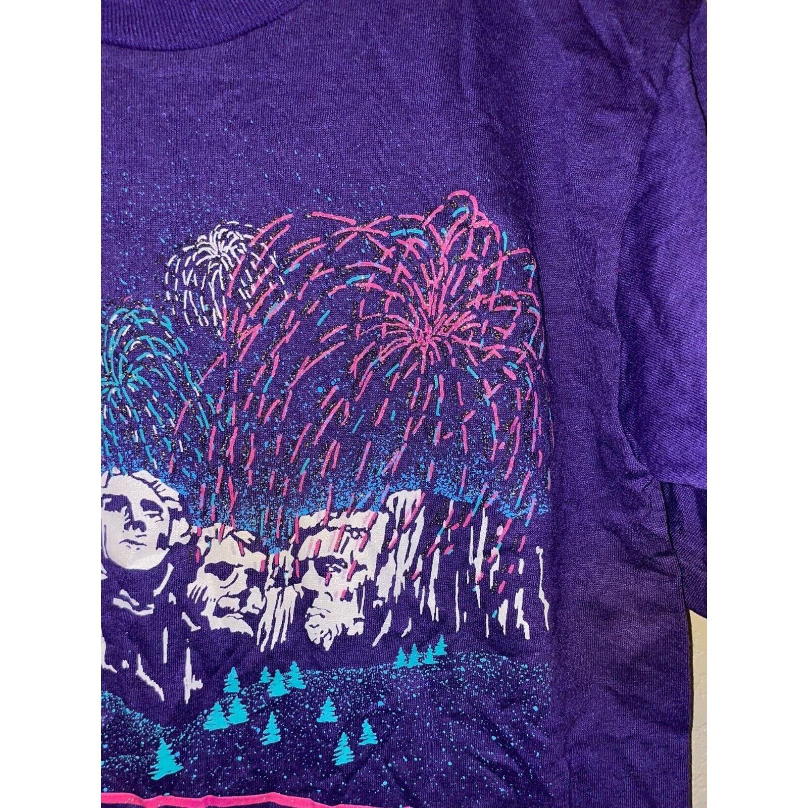 Jerzees Vintage Mount Rushmore Shirt Firework Purple Tee VTG 90s M Size US M / EU 48-50 / 2 - 4 Thumbnail