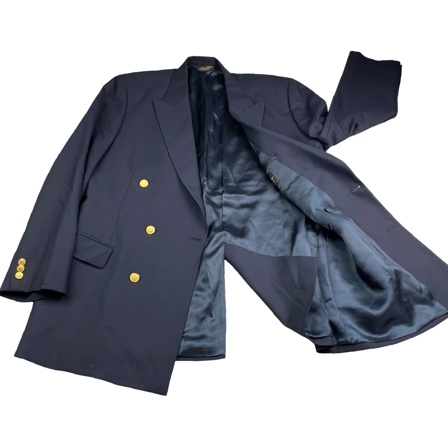 Brooks Brothers Brooks Brothers Blazer Navy 43L Double-Breasted Wool Gold Buttons Six-Button Front Peak Lapel Regular Mens Jacket Size 46R - 3 Thumbnail