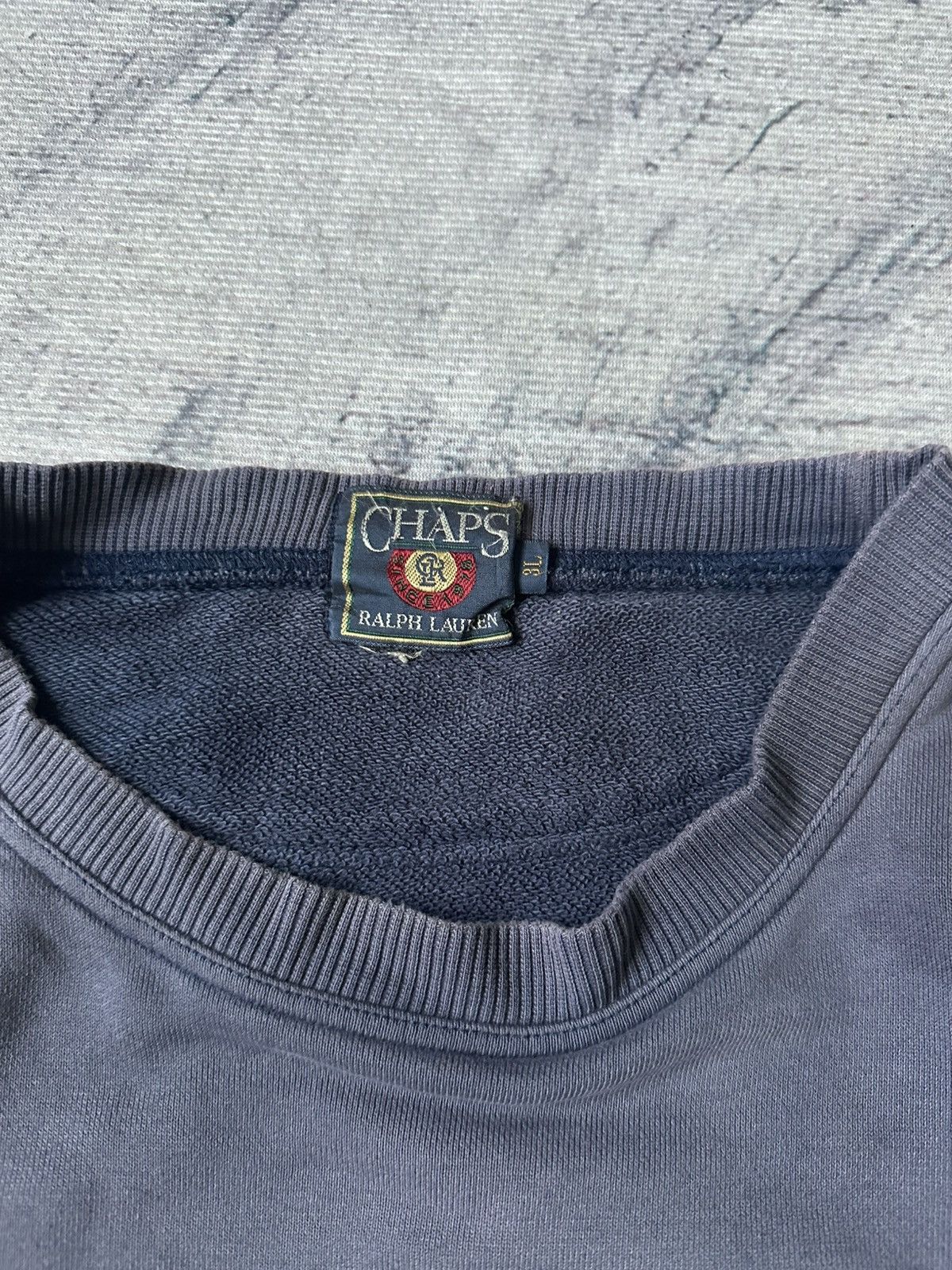 Chaps Ralph Lauren × Ralph Lauren Vintage Chaps Ralph Lauren Flag Thrashed Sweatshirt Size US L / EU 52-54 / 3 - 3 Thumbnail