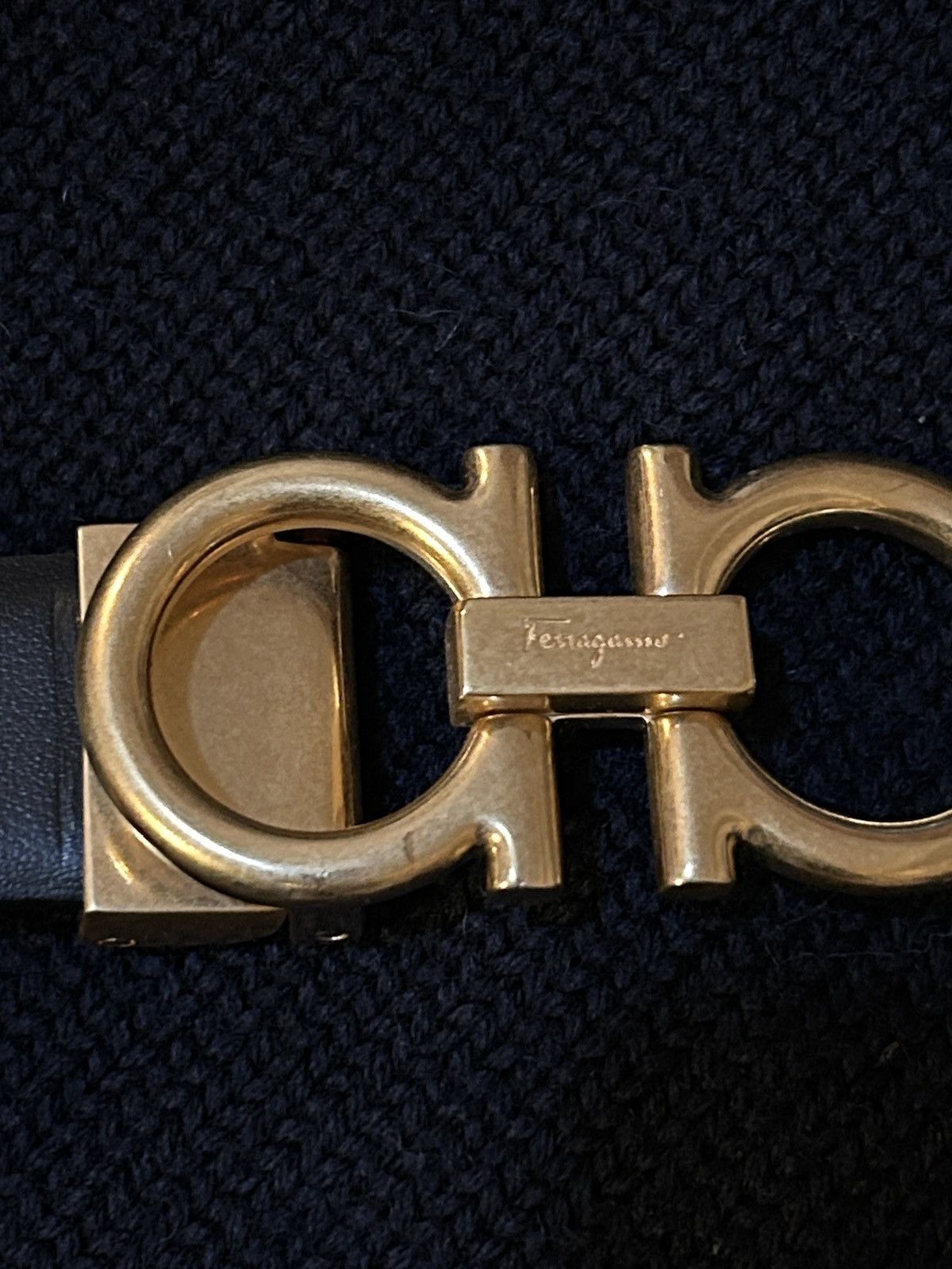 Salvatore Ferragamo SALVATORE FERRAGAMO Logo Leather Belt Black 90cm Size 36 - 2 Thumbnail