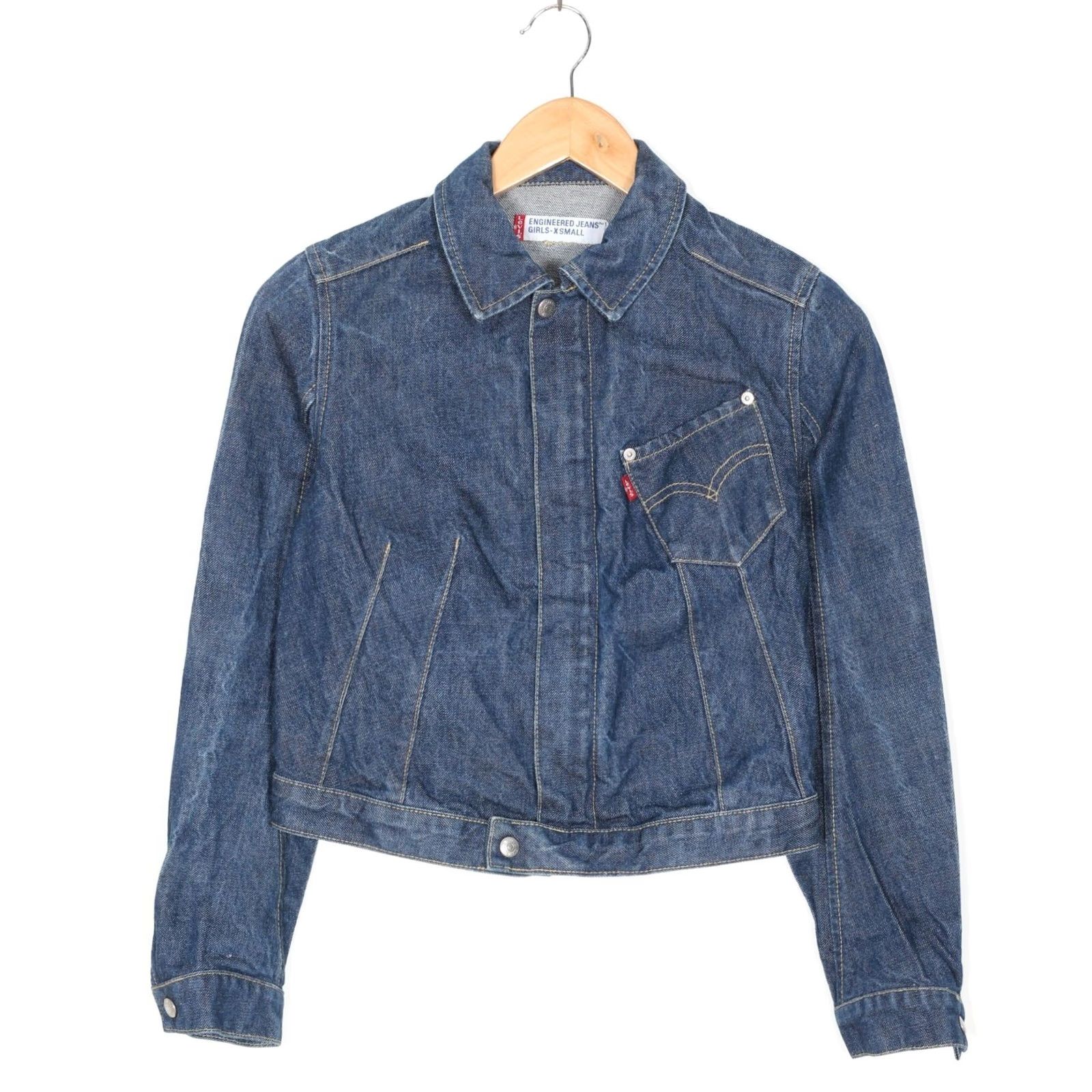 Levi's VINTAGE Levi’s Trucker Jacket Womens XS Denim Blue 70101 0835 Leather/Logo Accents Casual All Seasons Size 26" / US 2 / IT 38 - 2 Thumbnail