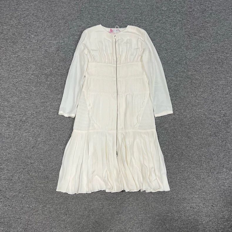 Dior Dior White Pleated Silk Dress Size 36-2506 Size S / US 4 / IT 40 - 2 Thumbnail