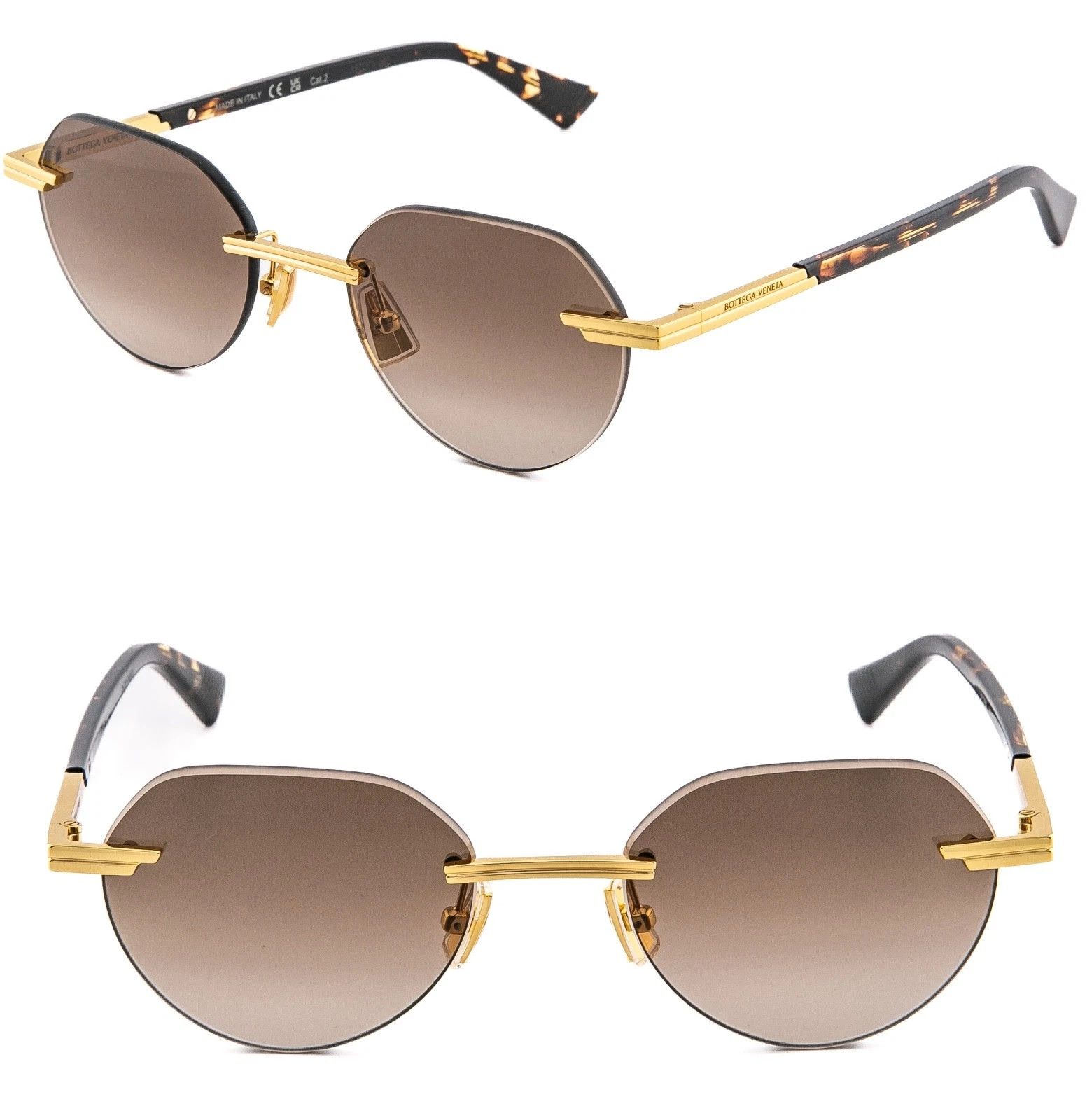 Bottega Veneta BOTTEGA VENETA 1379 BV1379S Brown Classic Oval Sunglass 003 Size ONE SIZE - 1 Thumbnail