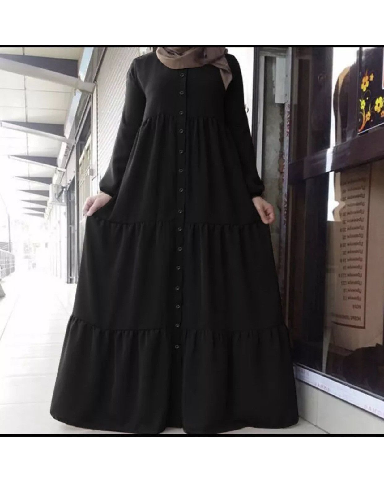 Other Womens Muslim Tiered Ruffles Holiday Abaya Maxi Dress Size L / US 10 / IT 46 - 1 Thumbnail