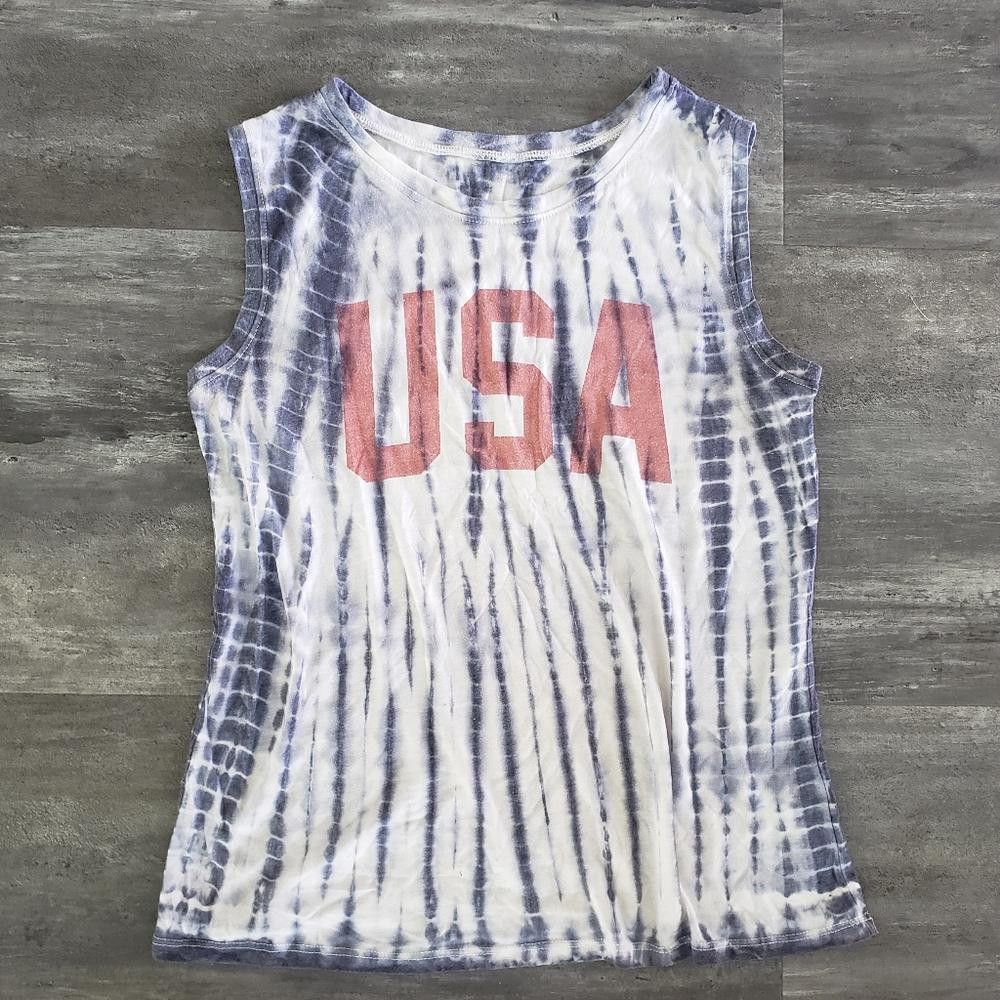 Designer Red White Blue USA Tie Dye Tank Size M / US 6-8 / IT 42-44 - 1 Thumbnail
