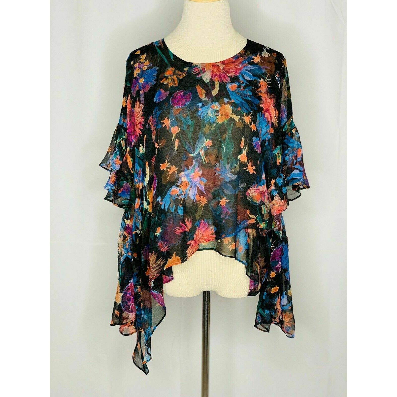 Iro IRO Floral Ruffled asymmetrical Tunic Blouse Top size 40 - 8 Size M / US 6-8 / IT 42-44 - 9 Thumbnail
