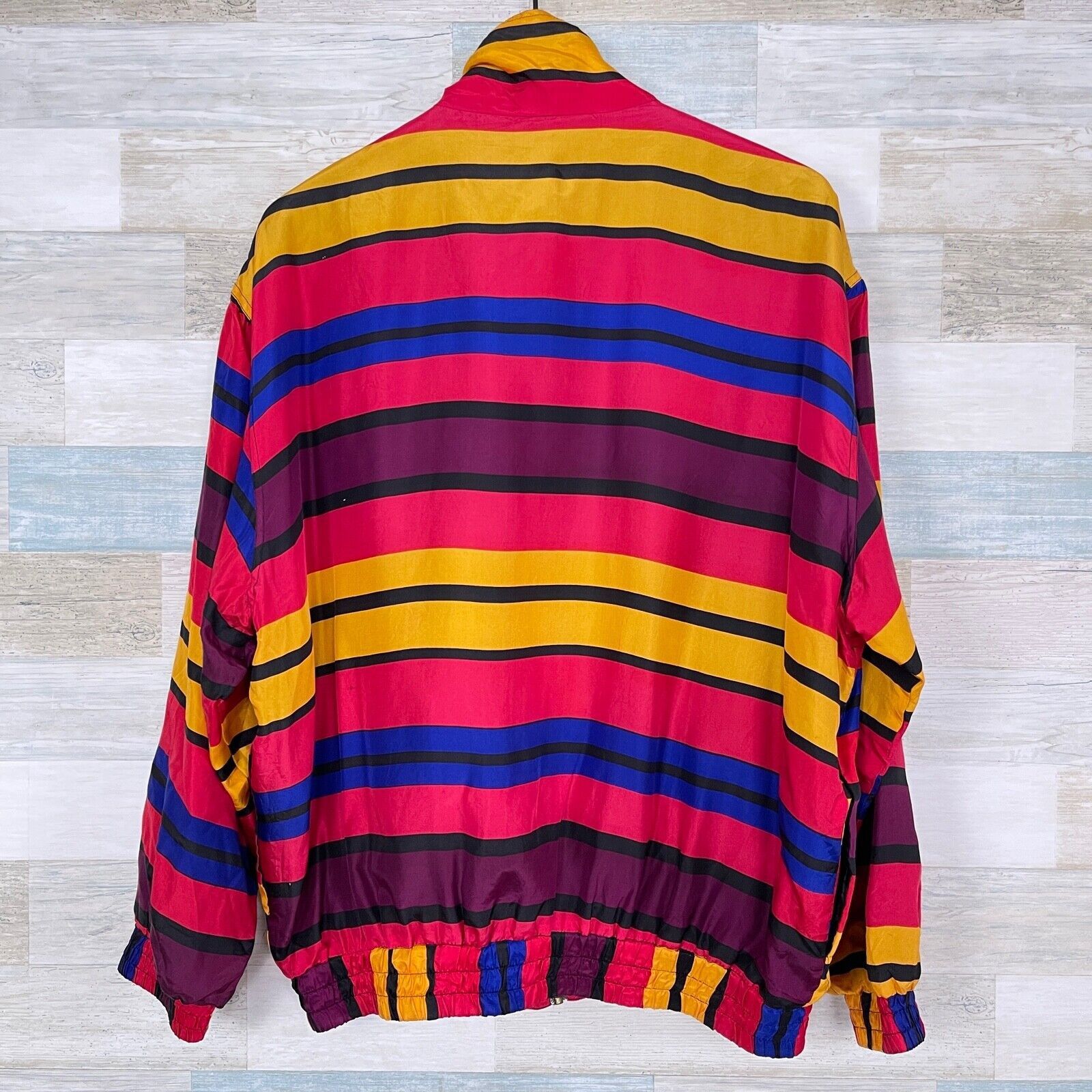 Vintage Fuda International Vintage Silk Bomber Jacket Stripe Women L Size L / US 10 / IT 46 - 3 Thumbnail