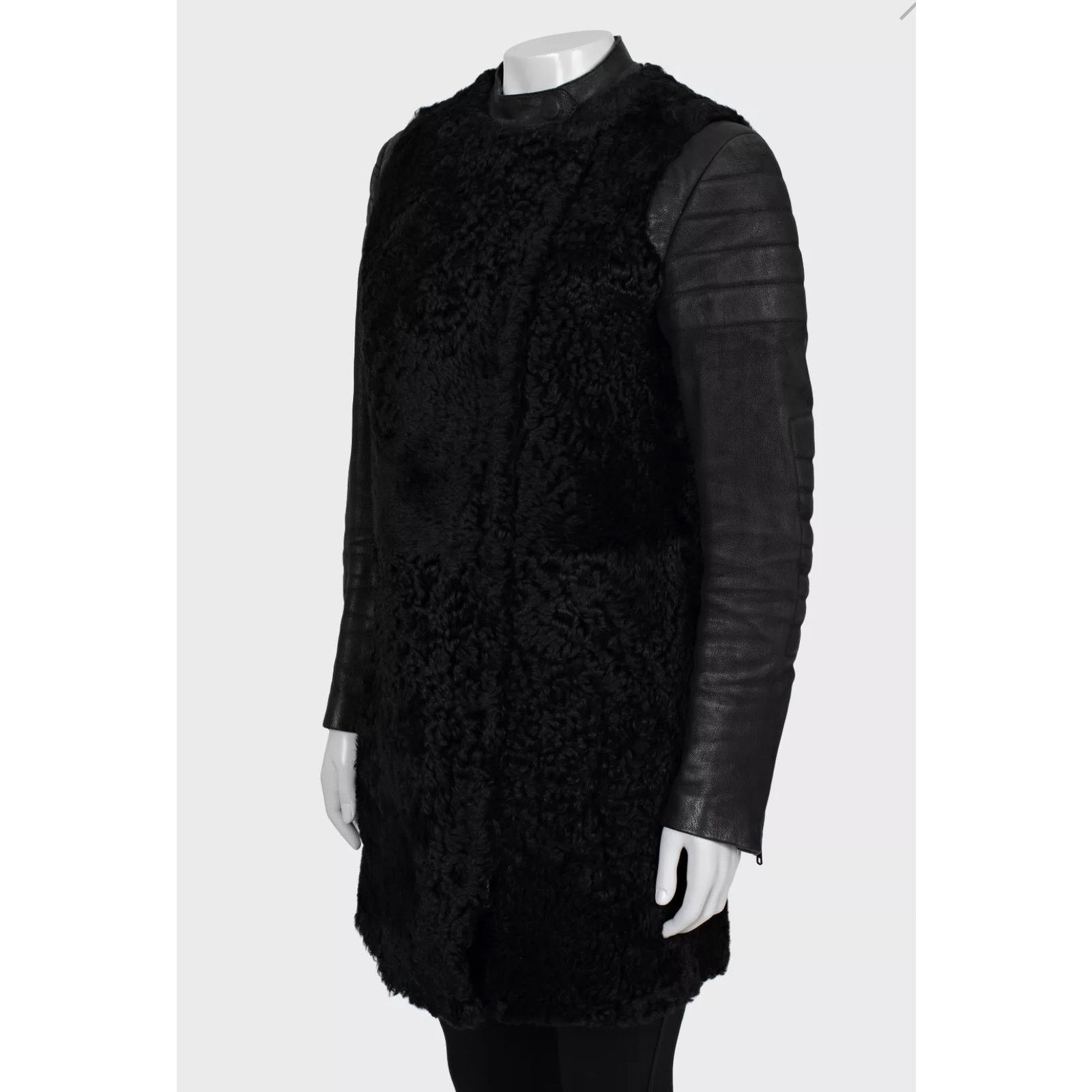 Celine Celine Black Shearling Leather Sleeves Coat Sz.IT40/S Size S / US 4 / IT 40 - 2 Thumbnail