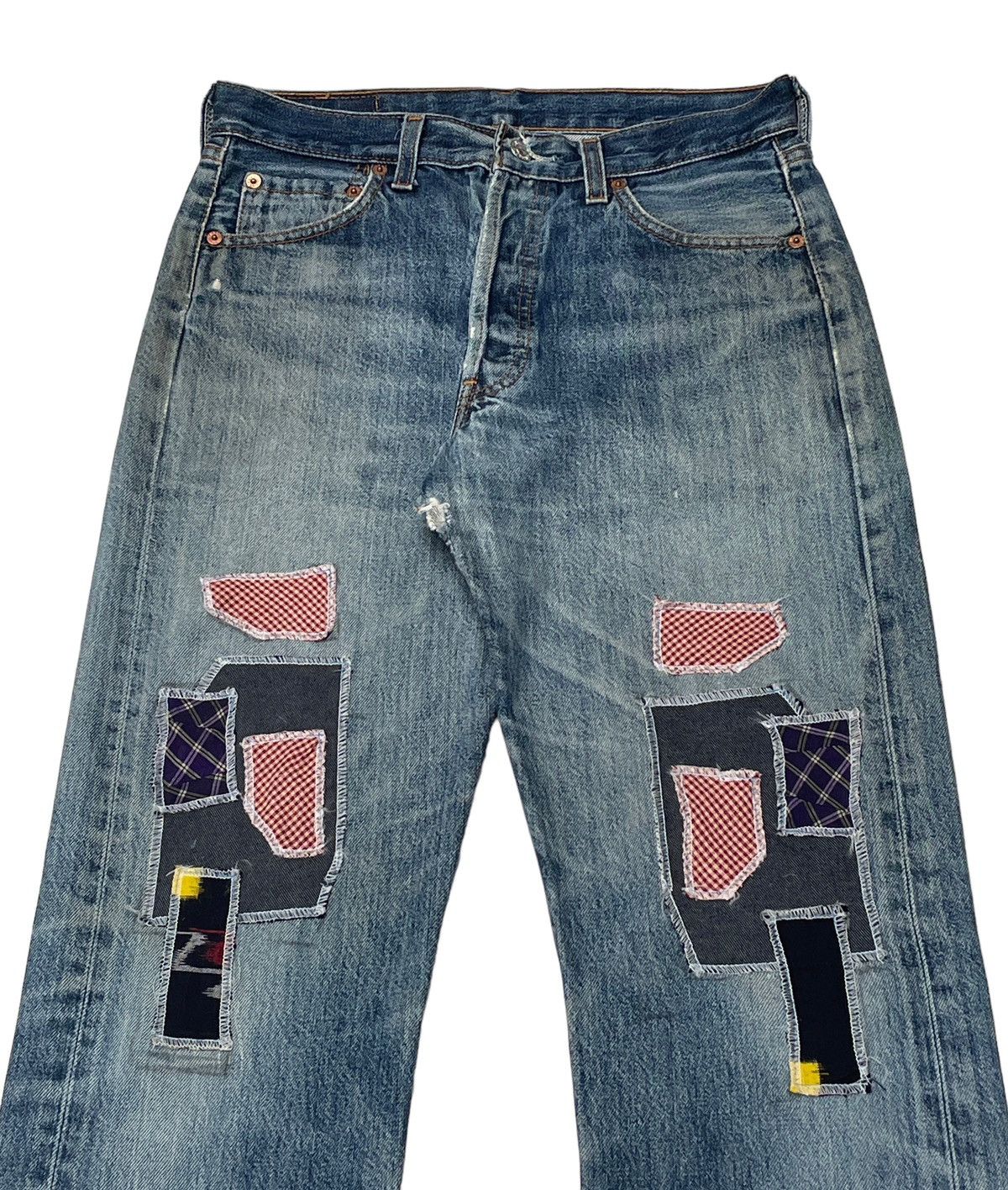 Levi's Vintage Brand Levi’s 501 Made In Usa Patchwork Jeans 1990s Size US 29 - 3 Thumbnail