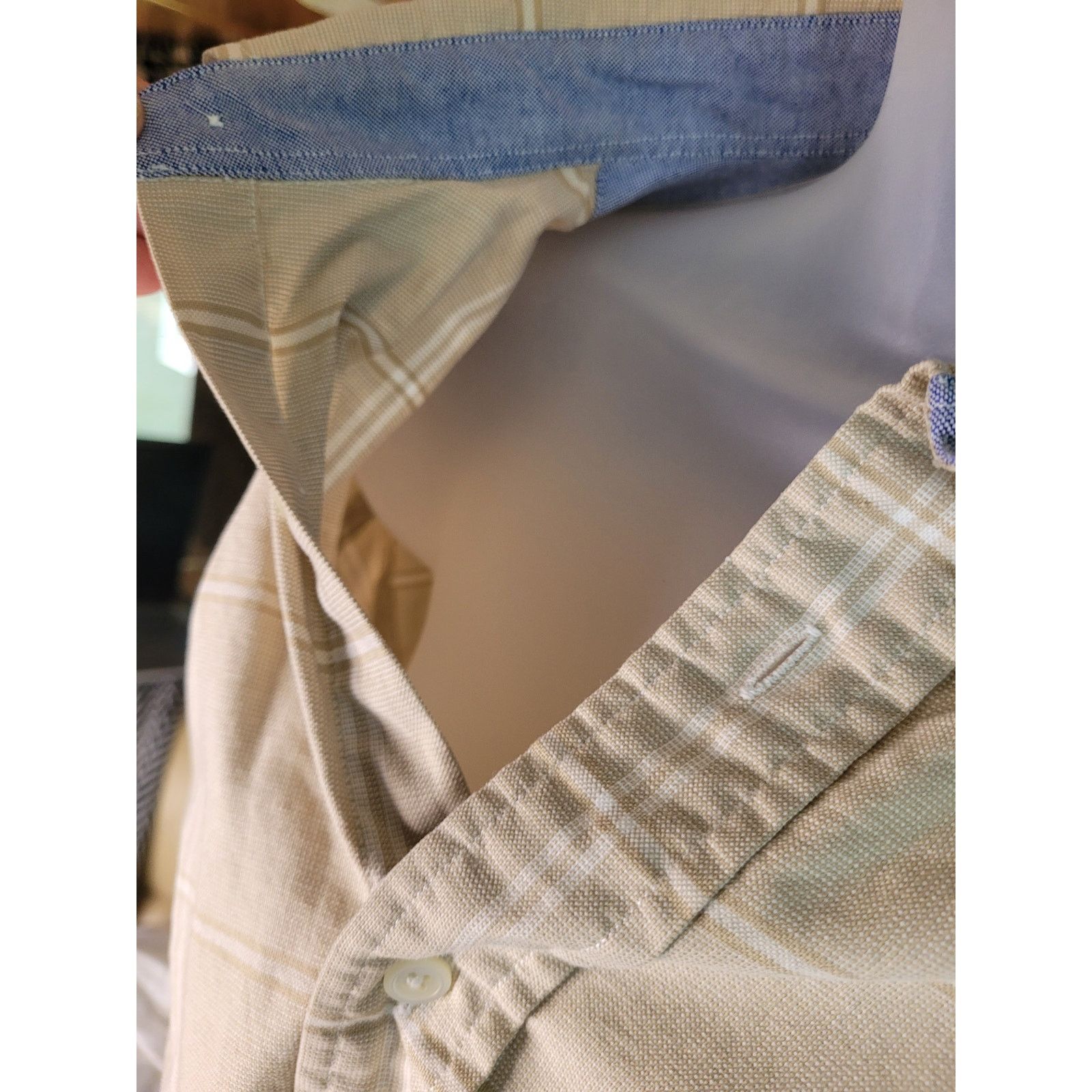 Nautica Nautica Mens Tan/White striped Shirt Button Up SZ Lg Size US L / EU 52-54 / 3 - 4 Thumbnail