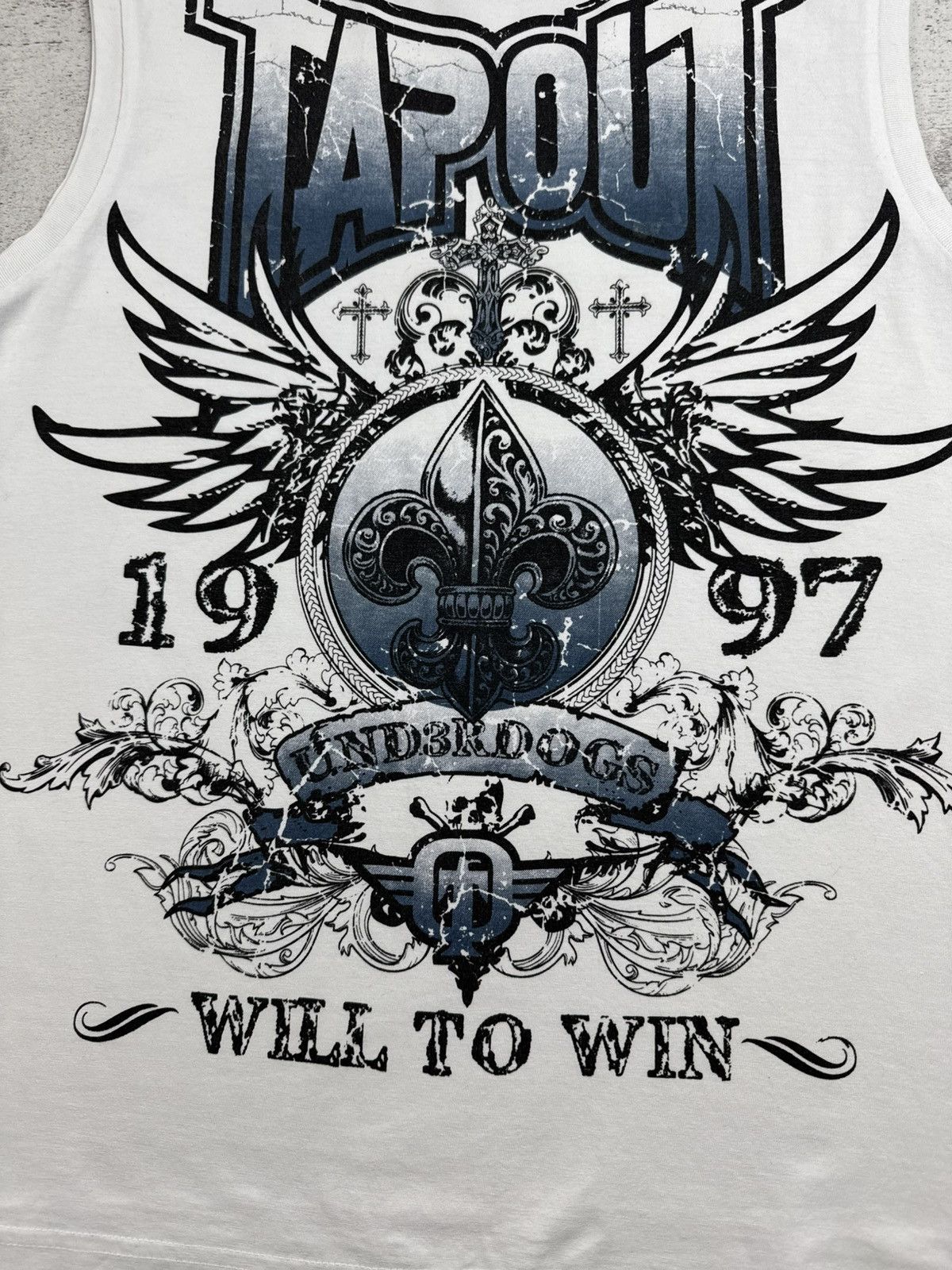 Rap Tees Vintage TAPOUT Crazy Y2K Rap Hip Hop Sleeveless White UFC Top T Shirt Jersey Tee Size US M / EU 48-50 / 2 - 7 Thumbnail