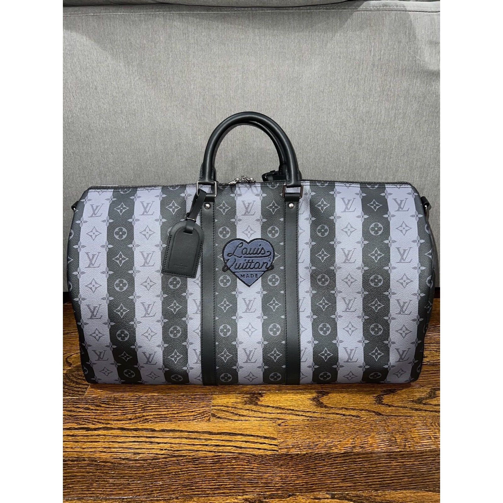 Louis Vuitton Louis Vuitton Keepall Black Stripe Monogram Heart Travel Bag Size ONE SIZE - 2 Thumbnail