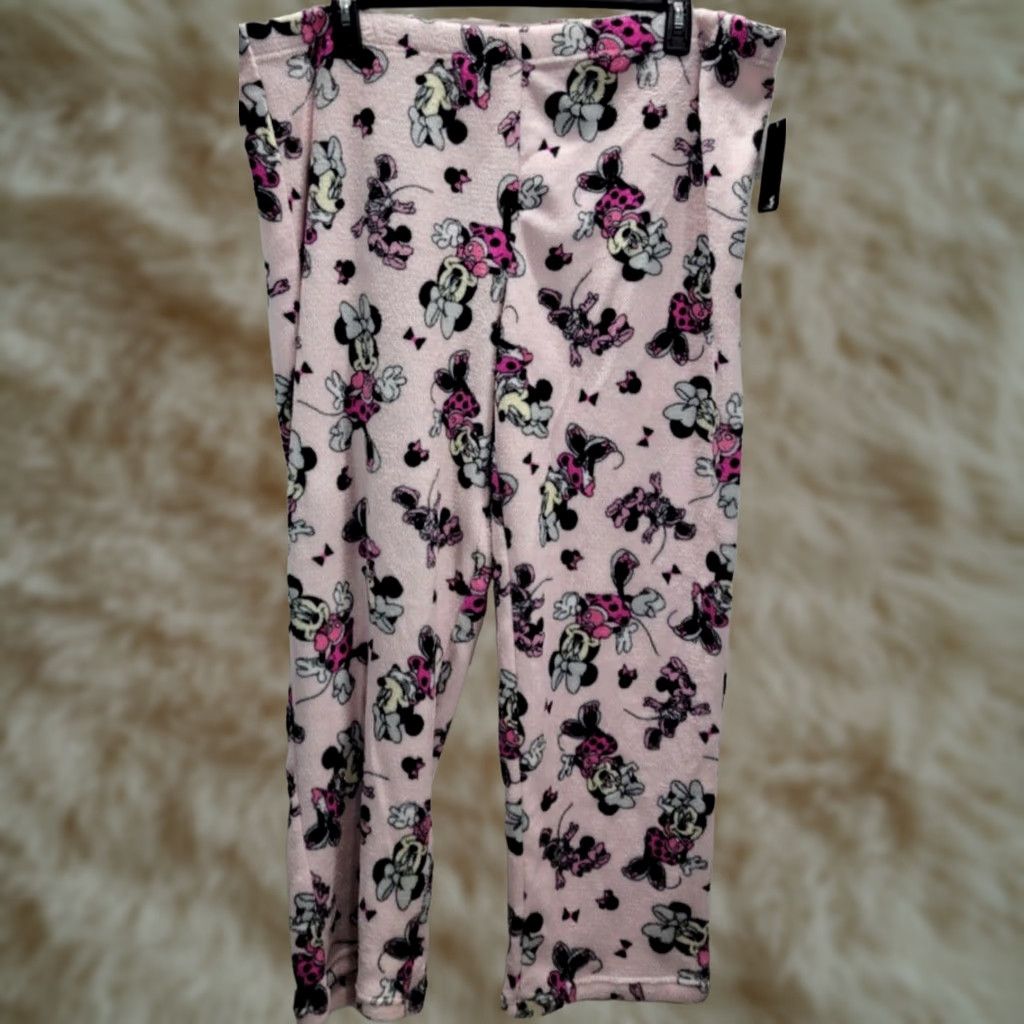 Disney Disney Minnie Mouse Womens Plush Pant Lounge Pants 2X Pink NWT Lounge Sleepwear Size 40" / US 18 - 1 Thumbnail
