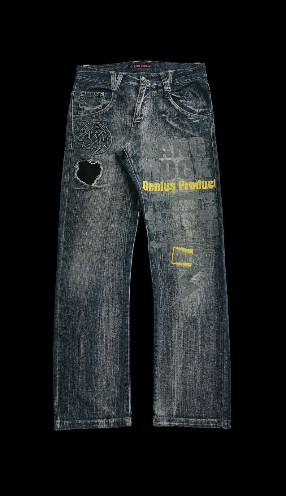 Japanese Brand Lang Rock Print Denim Jeans Size US 30 / EU 46 - 4 Thumbnail