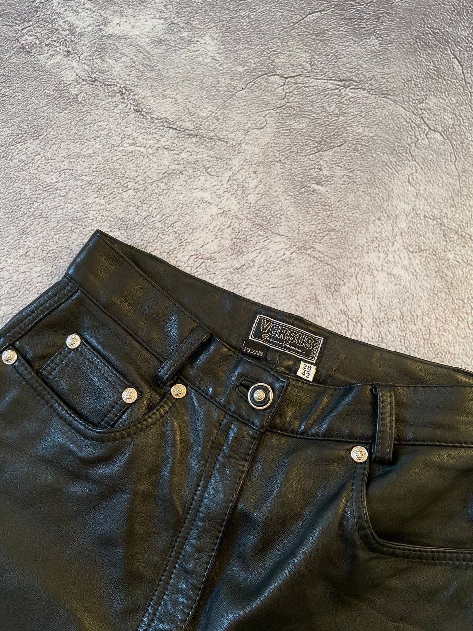 Versus Versace Versus Gianni Versace Vintage Leather Pants Iconic 90s women Size 28" / US 6 / IT 42 - 4 Thumbnail