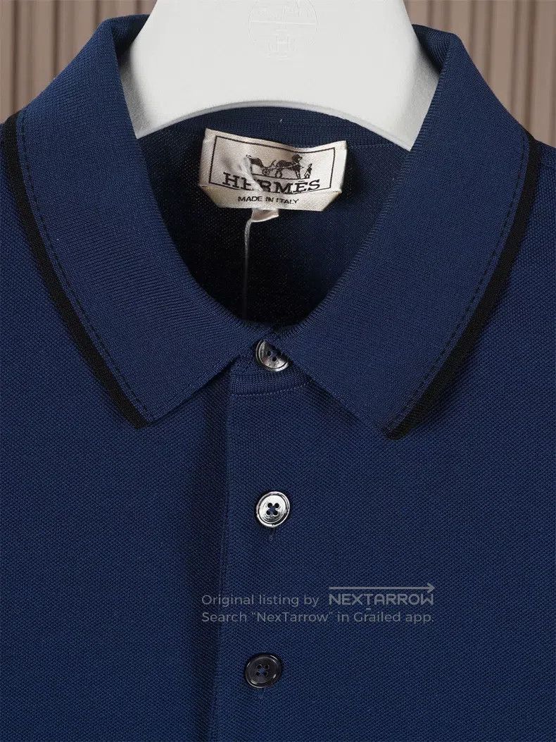 Hermes Hermes Navy Slim Fit Short Sleeve Polo Size US M / EU 48-50 / 2 - 2 Thumbnail