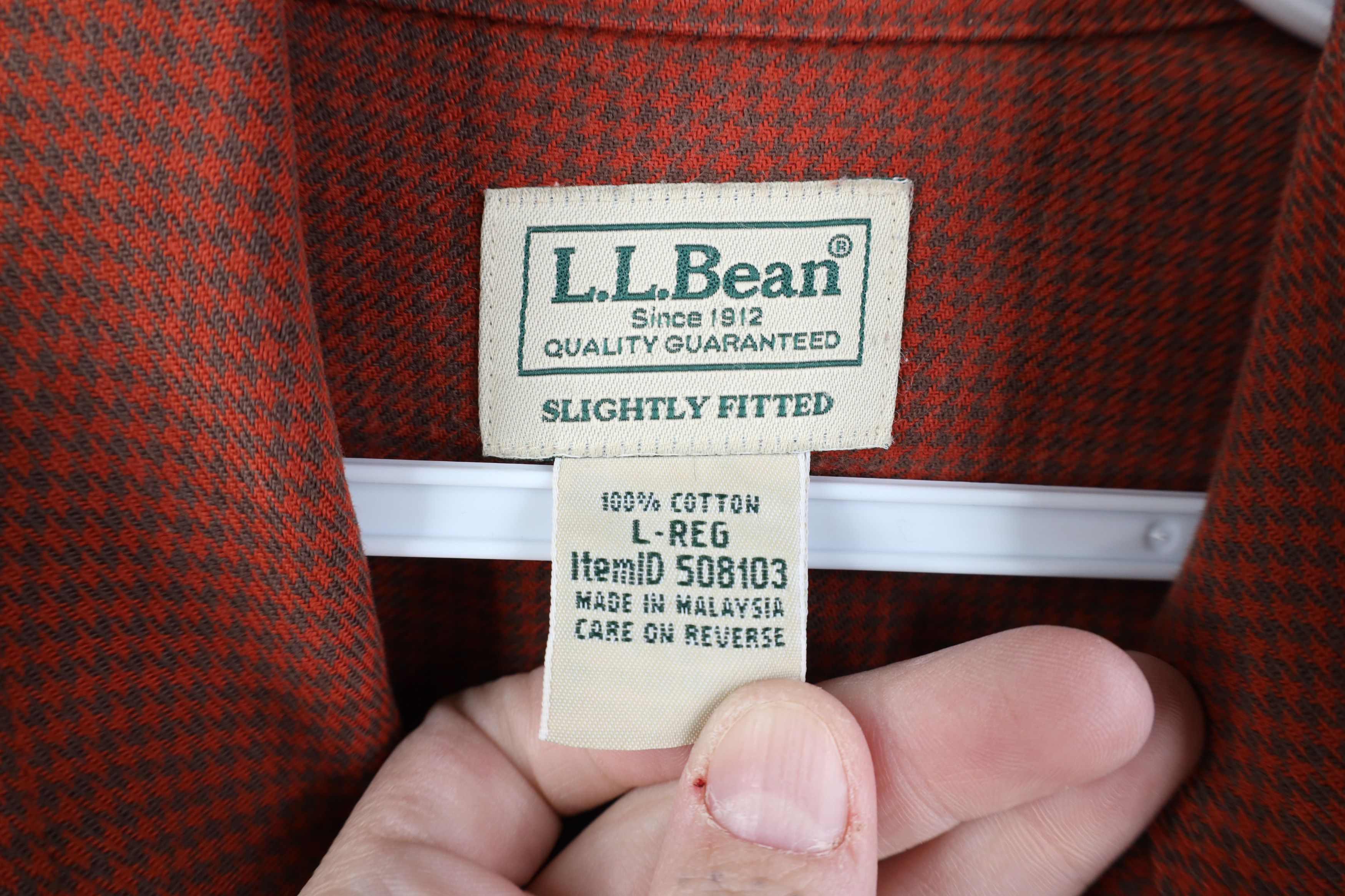 L.L. Bean Vintage 90s LL Bean Houndstooth Collared Button Down Shirt Size US L / EU 52-54 / 3 - 7 Thumbnail