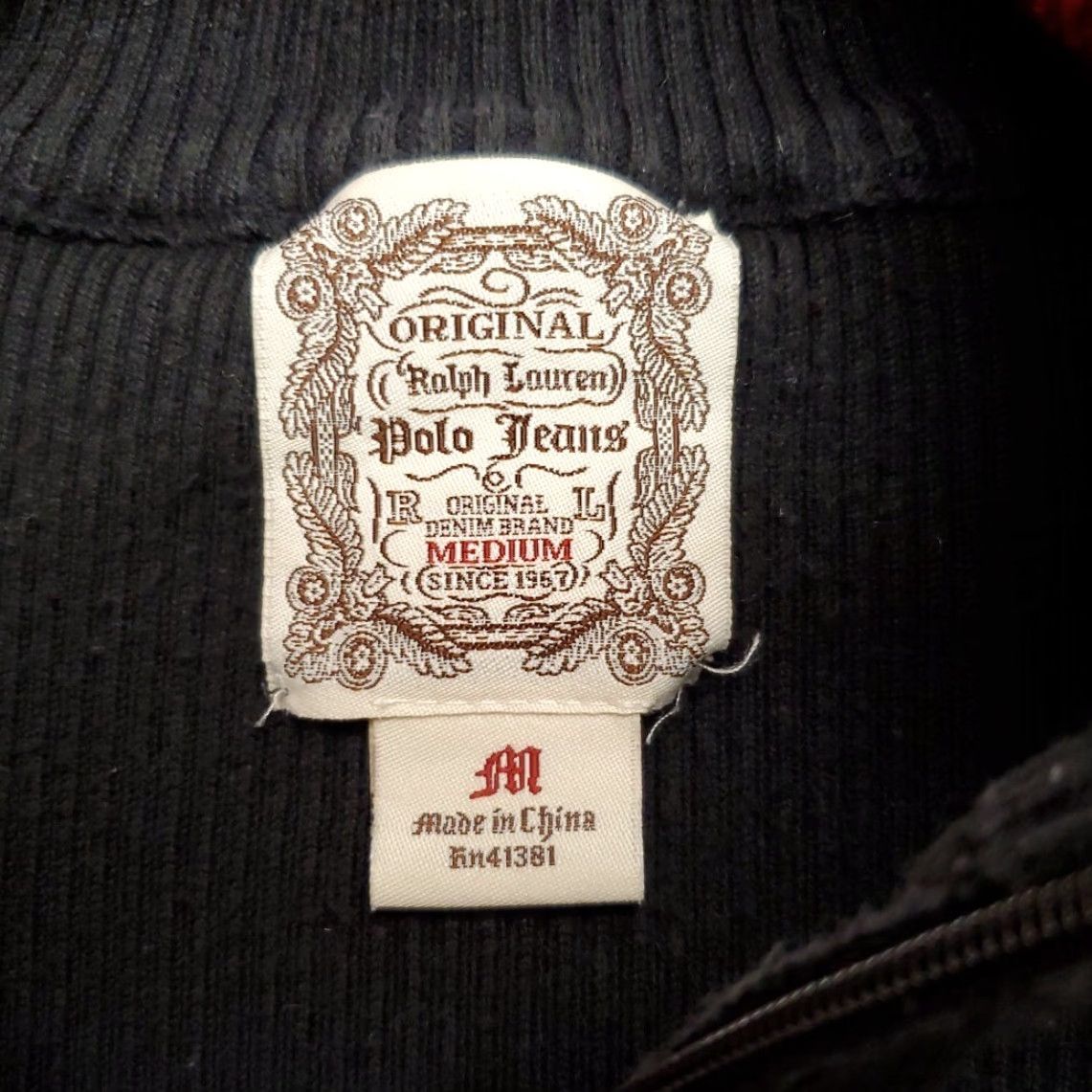 Ralph Lauren VINTAGE Ralph Lauren Polo Jeans Sweater Womens M 1/4 Zip Ribbed Stretch Black Cardigan Knit Cotton Blend All Seasons Pockets Solid Casual Womens Size M / US 6-8 / IT 42-44 - 5 Thumbnail