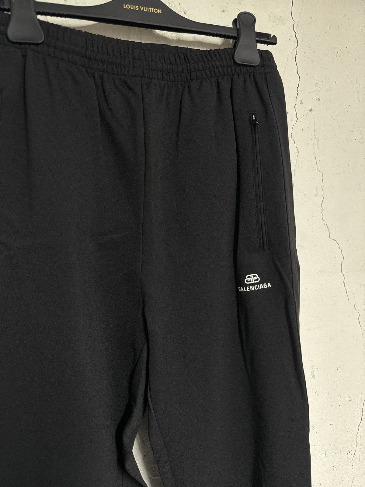 image of Balenciaga Ss20 Bb Lock Logo Track Pants With Side Stripe in Black, Men's (Size 32)