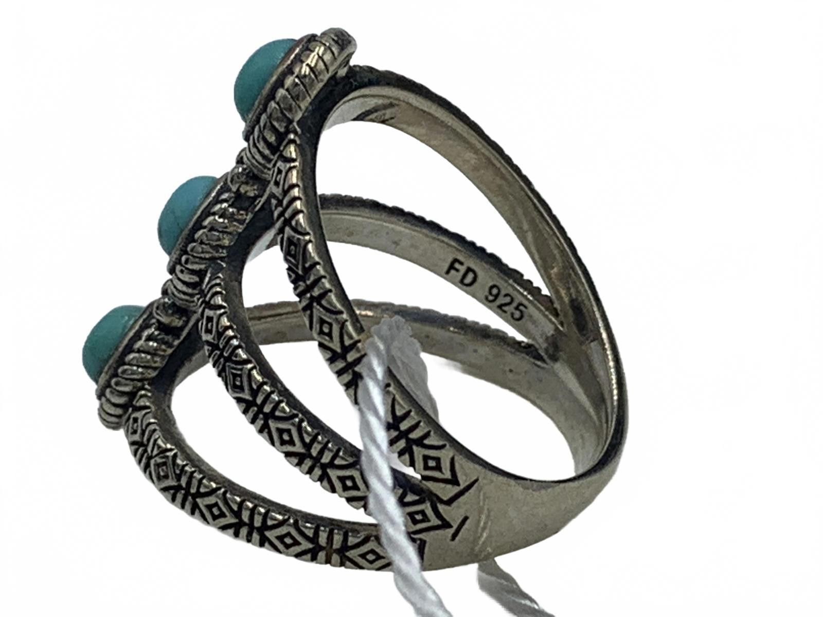 Other Felicia Design FD Sterling Silver Turquoise Engraved Ring Size ONE SIZE - 9 Thumbnail