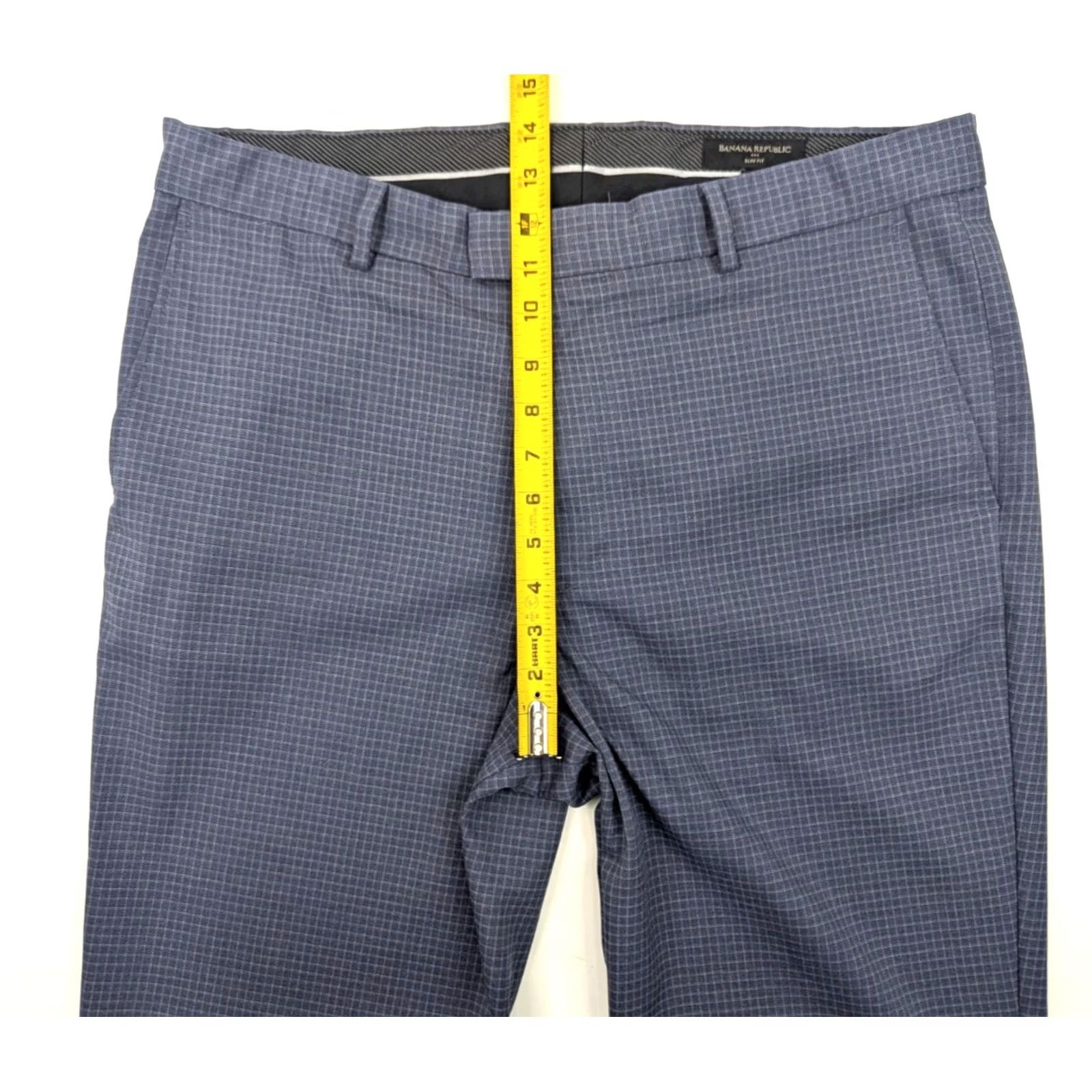 Banana Republic Banana Republic Slim Gingham Check Pants Men 36x31 Slim Fit Tapered Casual Dress Pants Blue Cord Check Pattern Men’s 30s? Size US 36 / EU 52 - 4 Thumbnail