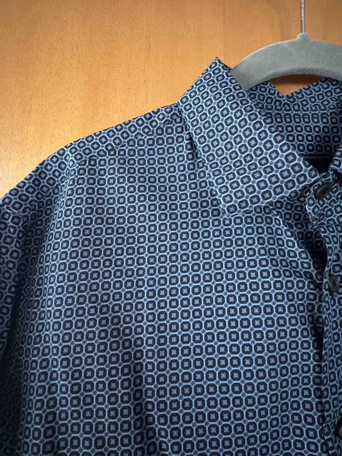 Prada Prada blue printed cotton dress shirt Size US M / EU 48-50 / 2 - 2 Thumbnail