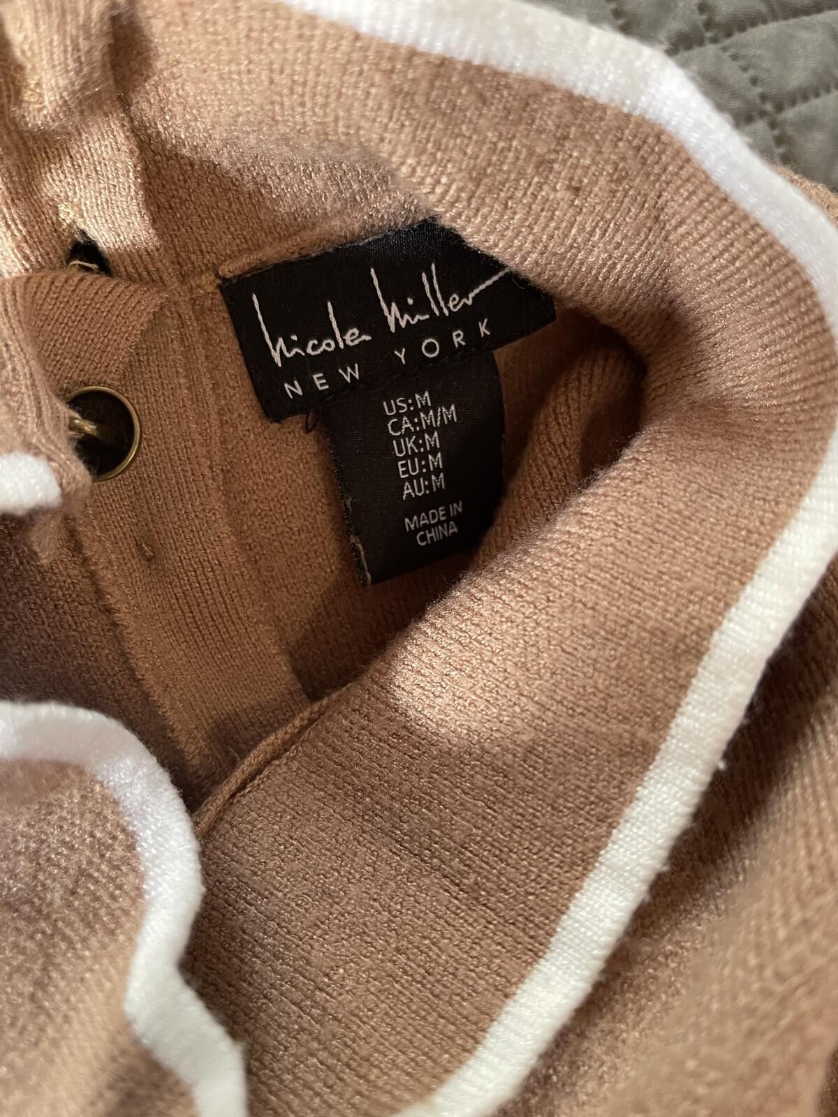 Nicole Miller Nicole Miller Brown Knit Dress with White Trim and Button Pk Size M / US 6-8 / IT 42-44 - 3 Thumbnail