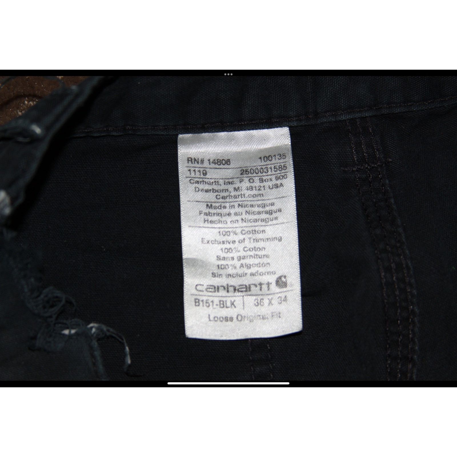 Carhartt Carhartt B151 Loose Original Fit Black Painter Pants 36x34 Size US 36 / EU 52 - 4 Thumbnail