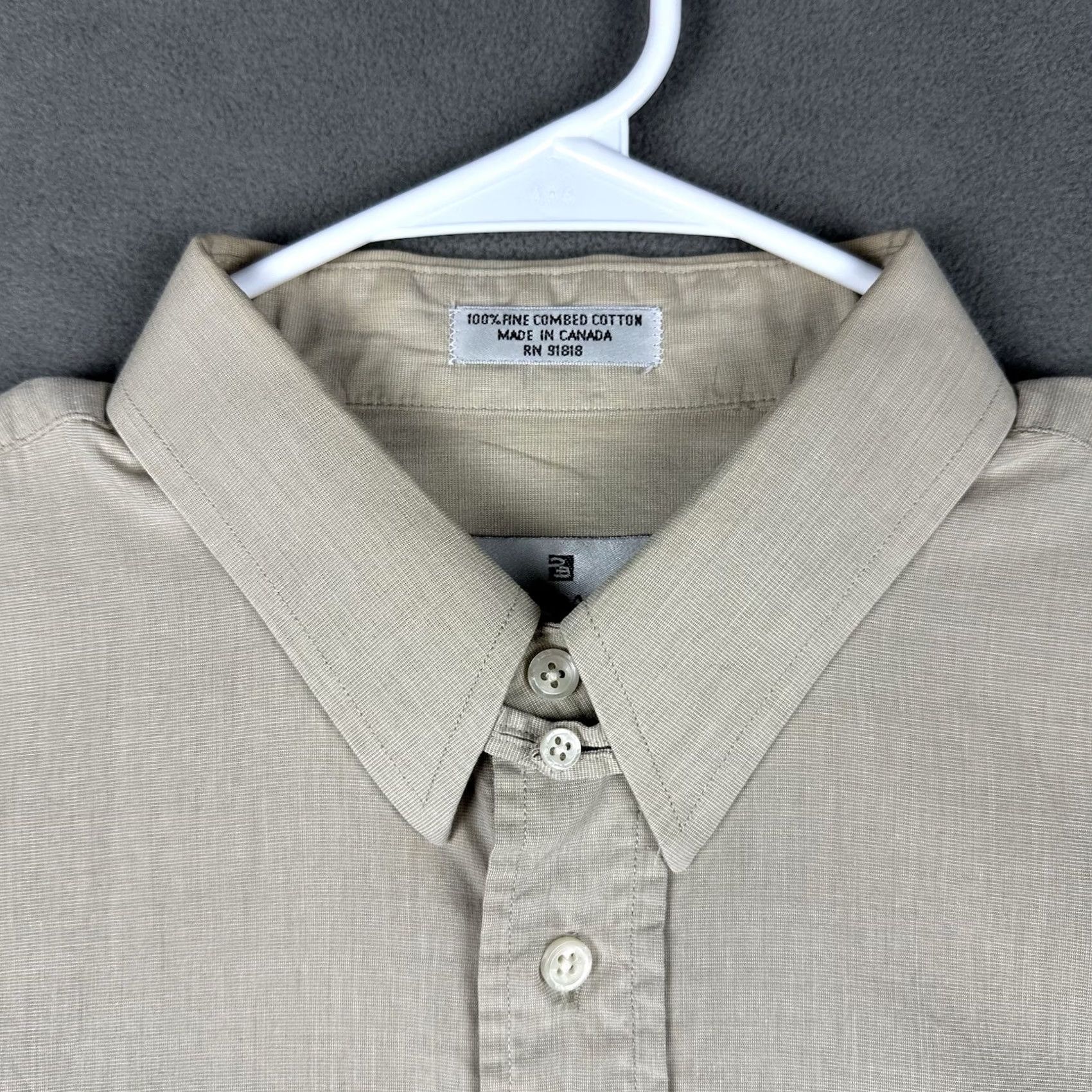 Pierre Balmain Pierre Balmain Shirt Mens 16.5 35 Beige Button Up Chin Strap Pocket Korea Size US XL / EU 56 / 4 - 3 Thumbnail