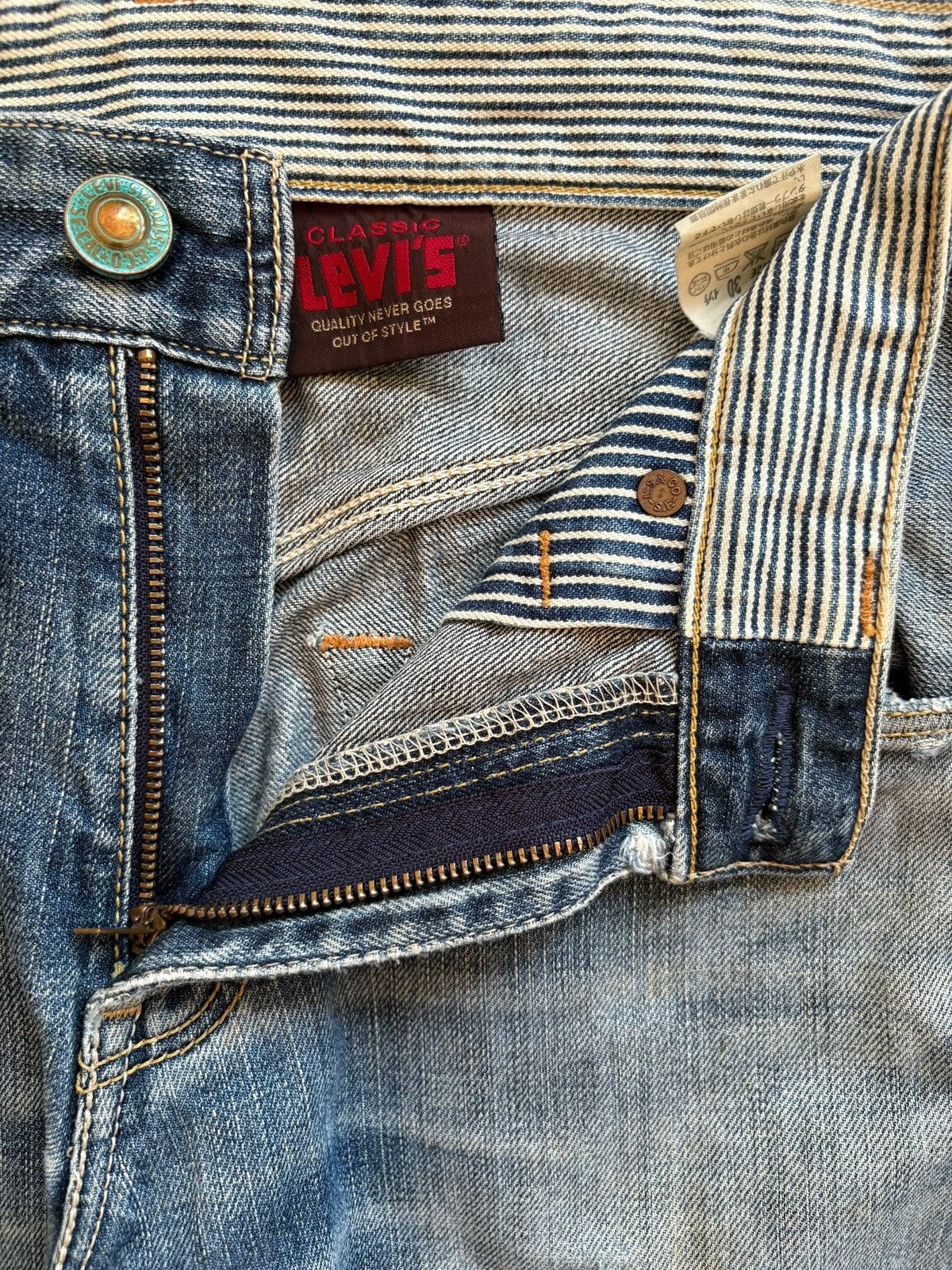 Levi's Vintage 90s Levis 503 Mud Wash Distressed Loose Baggy Jeans Size US 31 - 9 Thumbnail