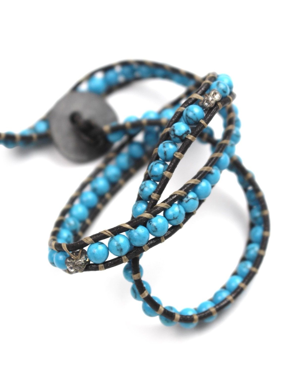 Vintage 2000S JAPANESE MADE TURQUOISE STYLE WRAP BRACELET Size ONE SIZE - 3 Thumbnail