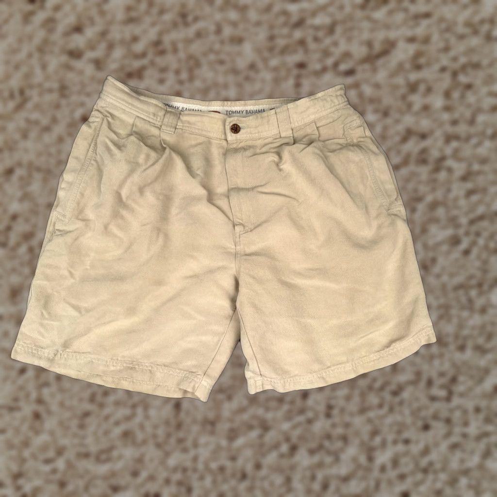 Tommy Bahama Shorts Adult 34 Beige 100% Silk Pleated Beach Vacation Resort 34x8