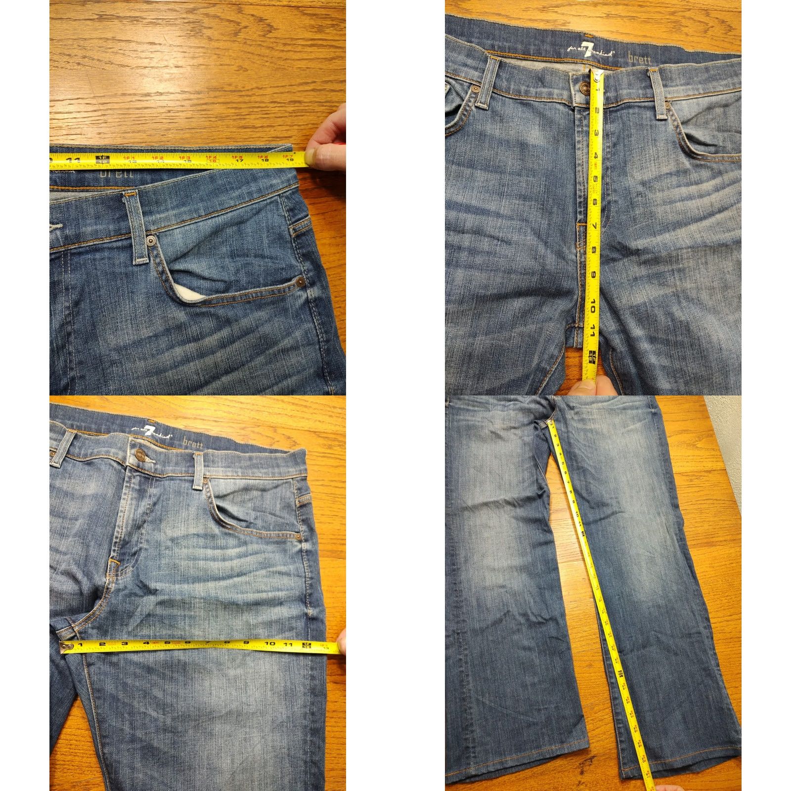 7 For All Mankind 7 For All Mankind Brett Jeans Mens 36x31 Blue Medium Wash Bootcut Denim 5-Pocket USA Stretch Regular 10.5 Rise Regular Fit Zip Closed Size US 36 / EU 52 - 8 Thumbnail