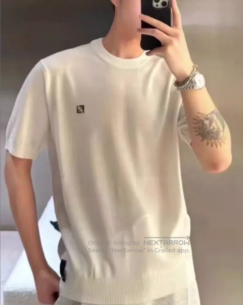 Fendi Fendi White Double F Metal Logo Merino Wool Crewneck Short Size US S / EU 44-46 / 1 - 8 Thumbnail