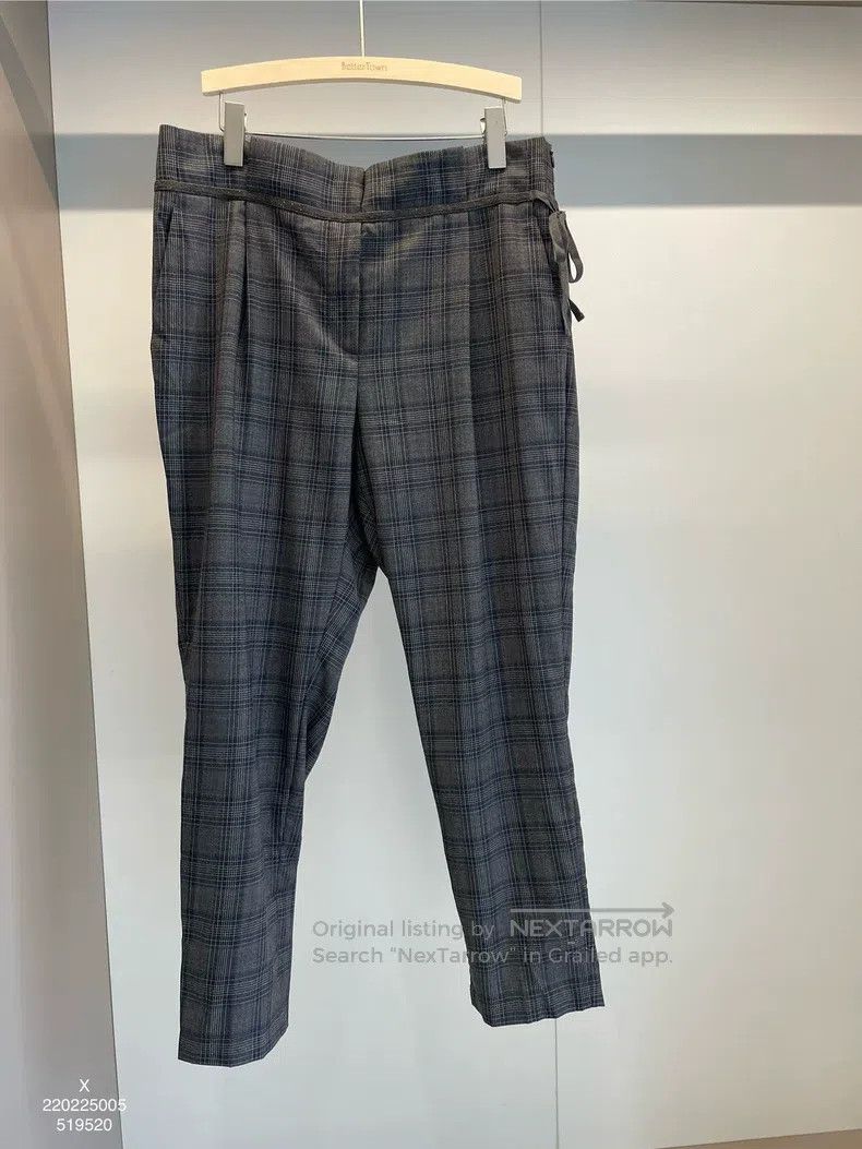 Brunello Cucinelli Brunello Cucinelli Gray Blue Plaid Beaded New Wool Trouser Size US 32 / EU 48 - 1 Thumbnail