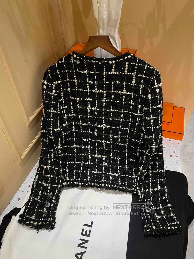 Chanel Chanel 03c black and white fine glitter plaid jacket Size XS / US 0-2 / IT 36-38 - 2 Thumbnail