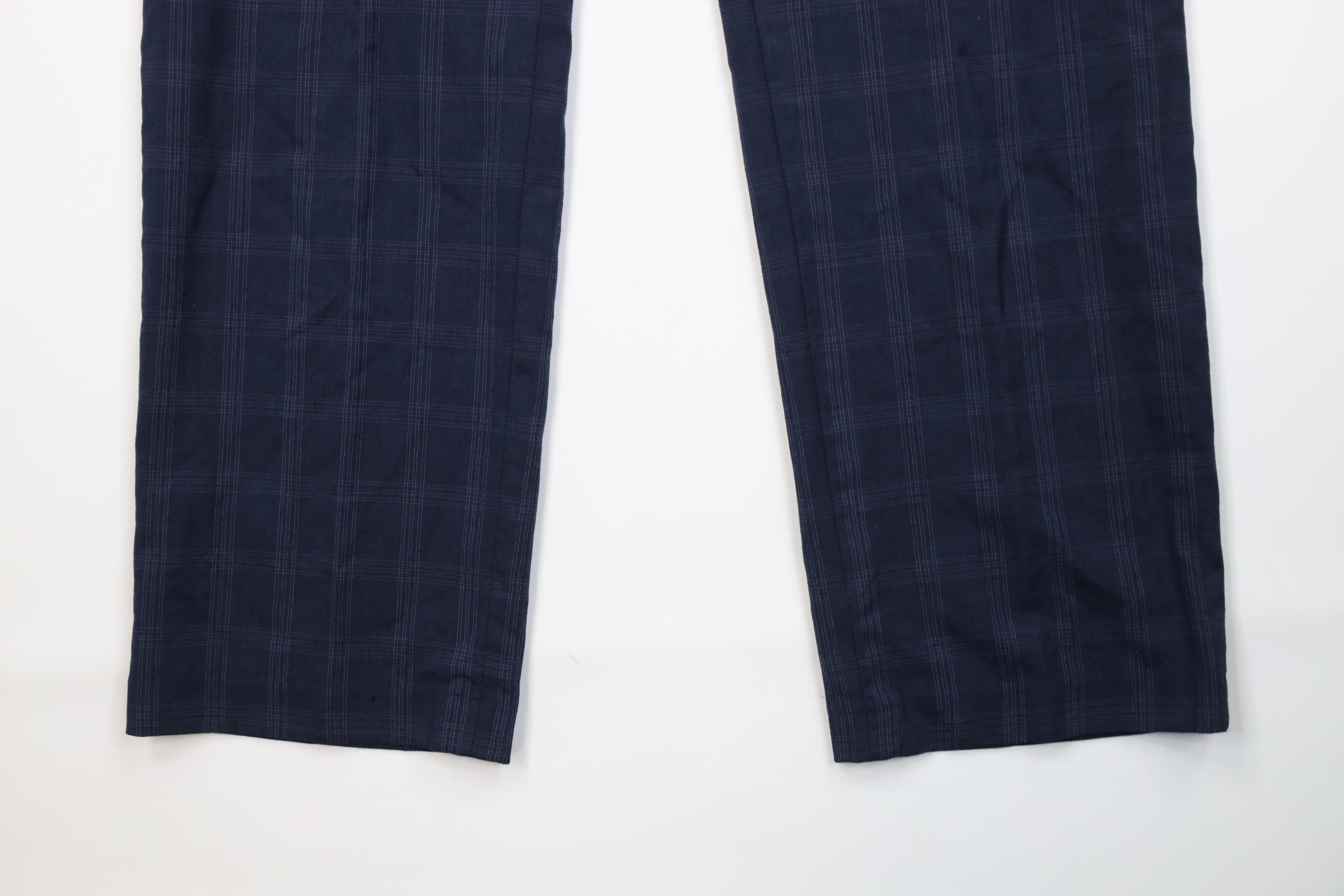 Vintage Vintage Streetwear Wool Knit Wide Leg Chino Pants Blue Plaid Size US 34 / EU 50 - 4 Thumbnail