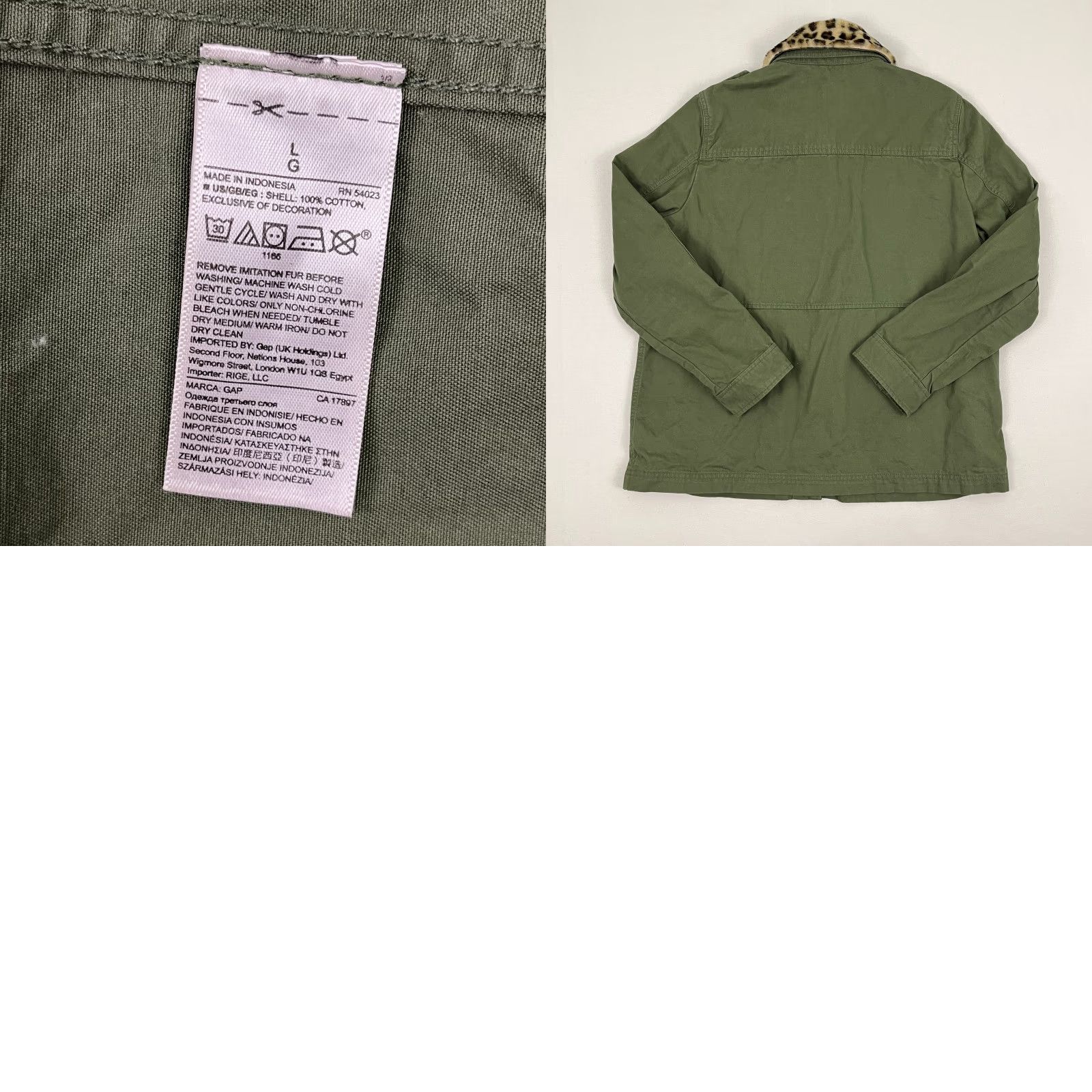 Gap GAP Jacket Womens L Green Army Military Faux Cheetah Trim Collar Utility Epaulet Jacket Size L / US 10 / IT 46 - 8 Thumbnail
