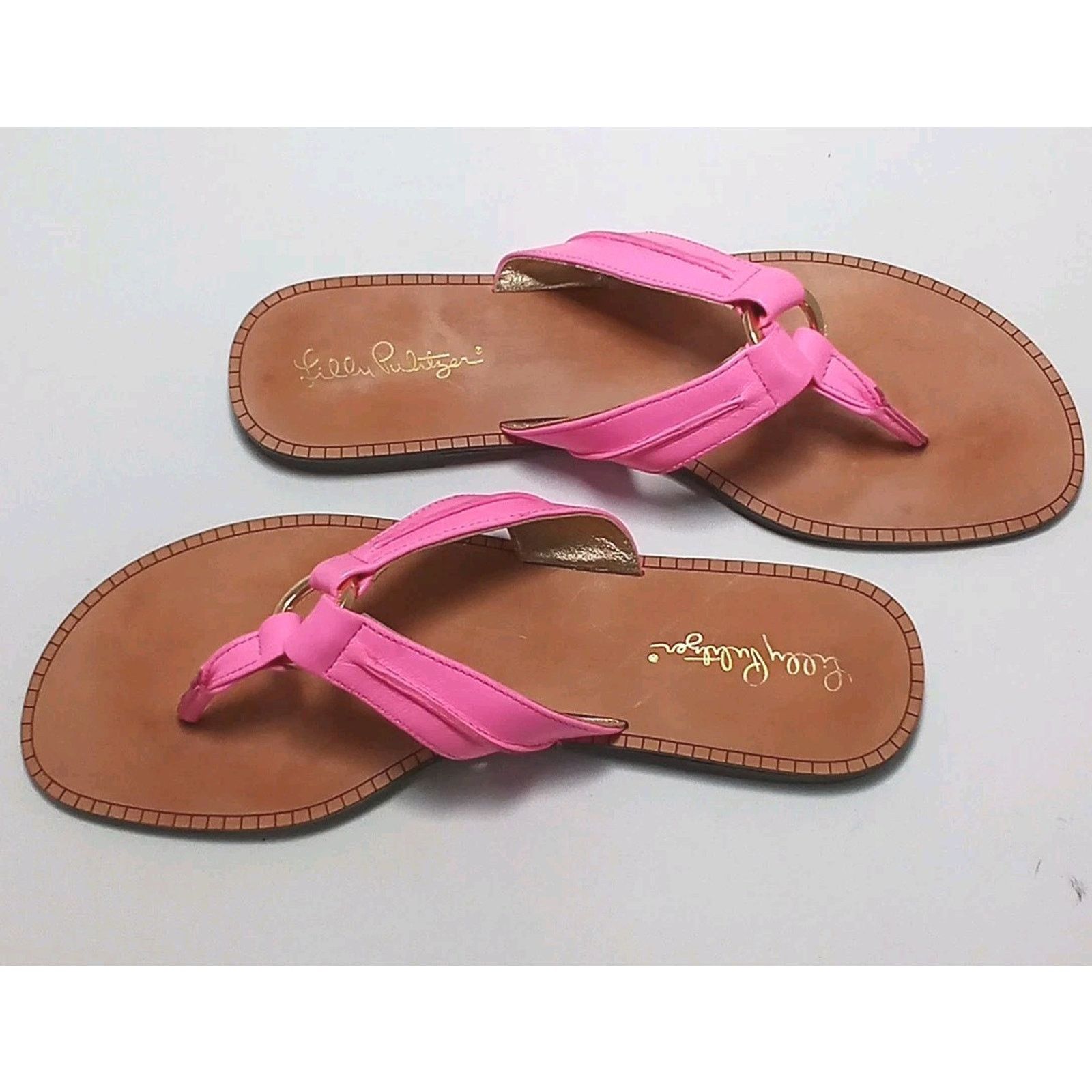 Lilly Pulitzer Lilly Pulitzer McKim Sandals Prosecco Leather Thong Size 9.5 Size US 9.5 / IT 39.5 - 4 Thumbnail
