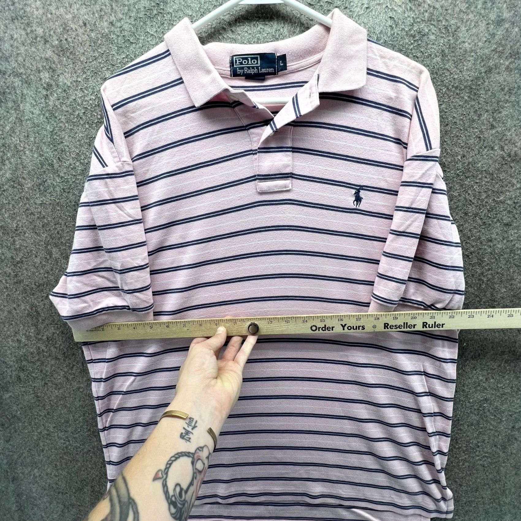 Polo Ralph Lauren Polo by Ralph Lauren Polo Shirt Mens L Pink Stripe Pony Logo Short Sleeve Size US L / EU 52-54 / 3 - 5 Thumbnail